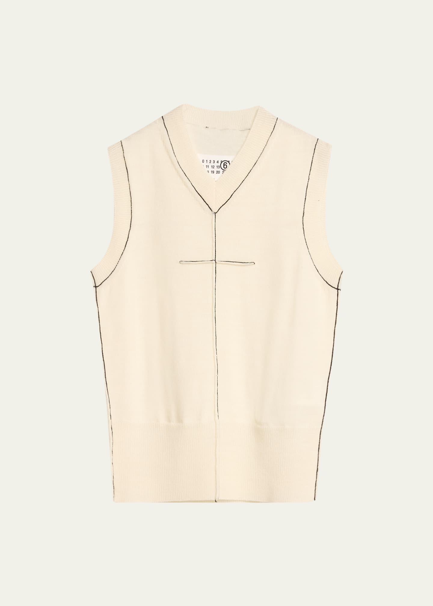 MM6 Maison Margiela Fitted Contrast-Stitch Top - Bergdorf Goodman