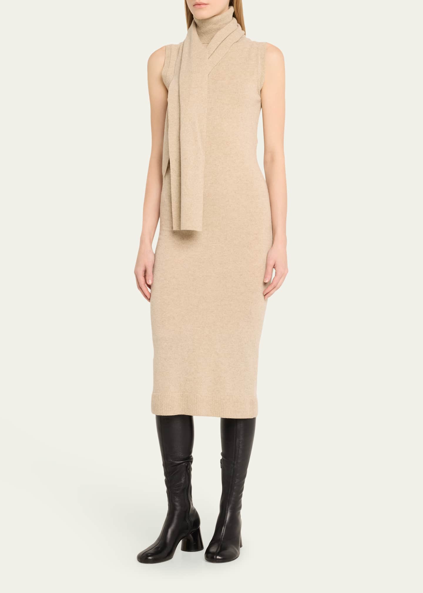 MM6 Maison Margiela Turtleneck Scarf Sleeveless Midi Sweater Dress Image 4 of 5