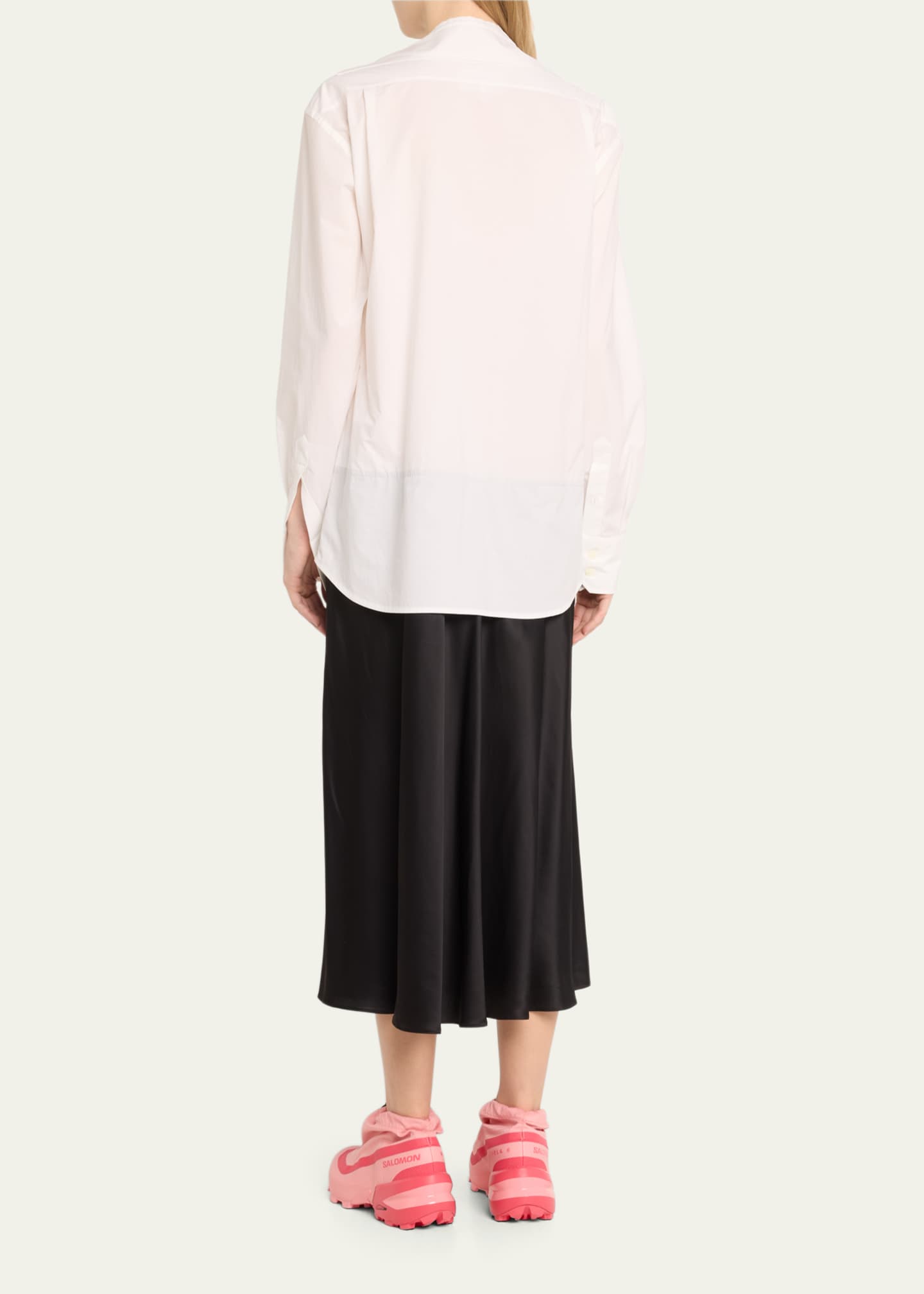 MM6 Maison Margiela Long-Sleeve Combo Midi Shirtdress Image 3 of 5