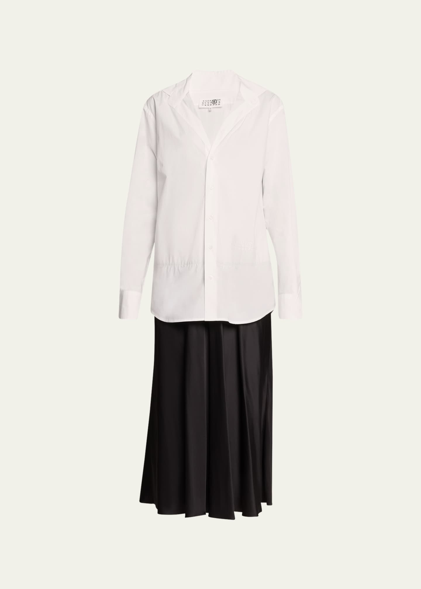 MM6 Maison Margiela Long-Sleeve Combo Midi Shirtdress Image 1 of 5