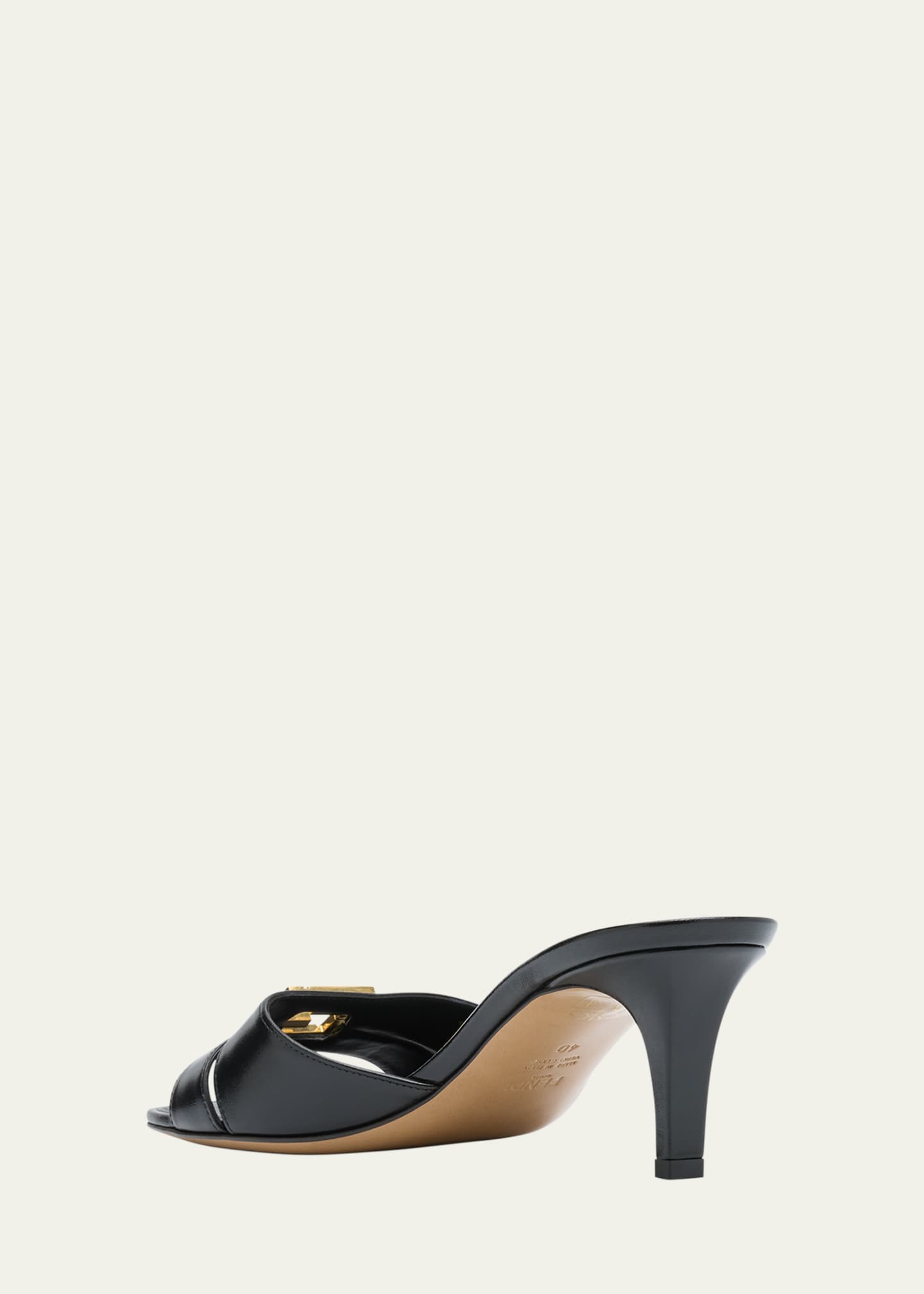 Fendi Fold Leather Kitten-Heel Sandals Image 4 of 6