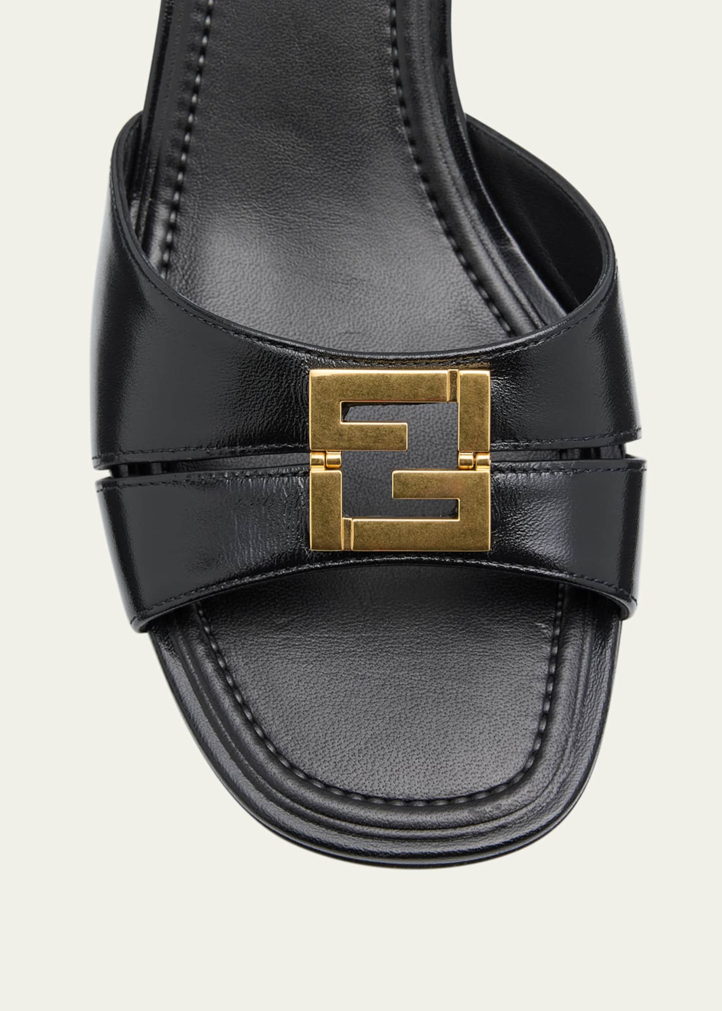 Fendi Fold Leather Kitten-Heel Sandals Image 5 of 6
