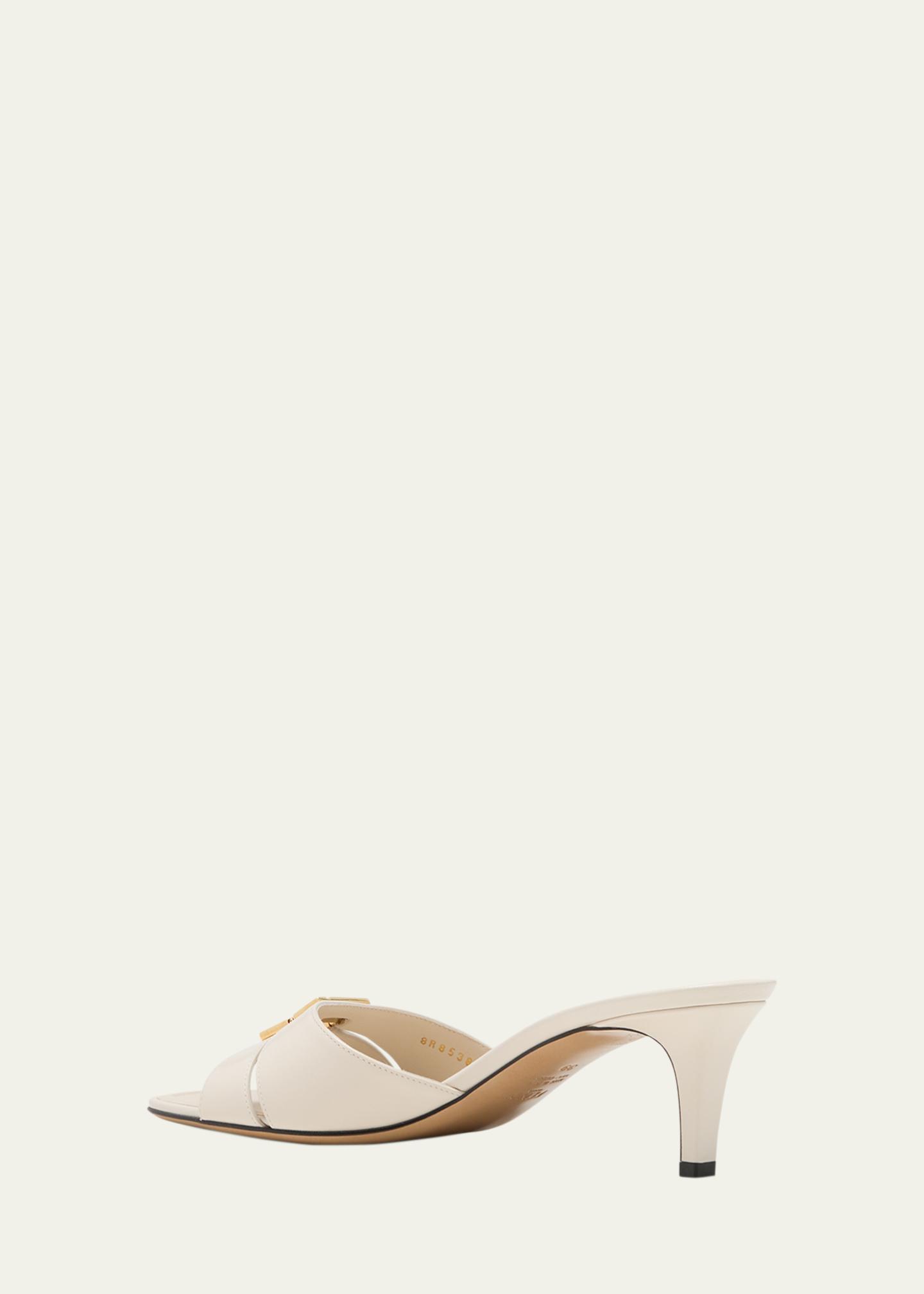 Fendi Fold Leather Kitten-Heel Sandals - Bergdorf Goodman