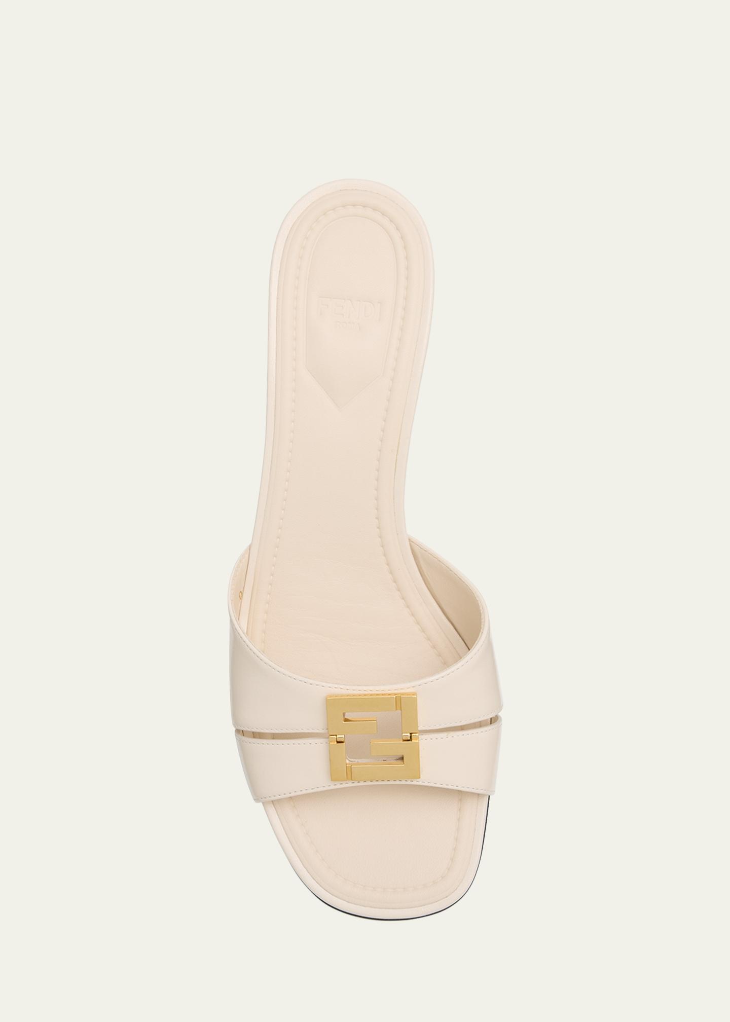 Fendi Fold Leather Kitten-Heel Sandals - Bergdorf Goodman