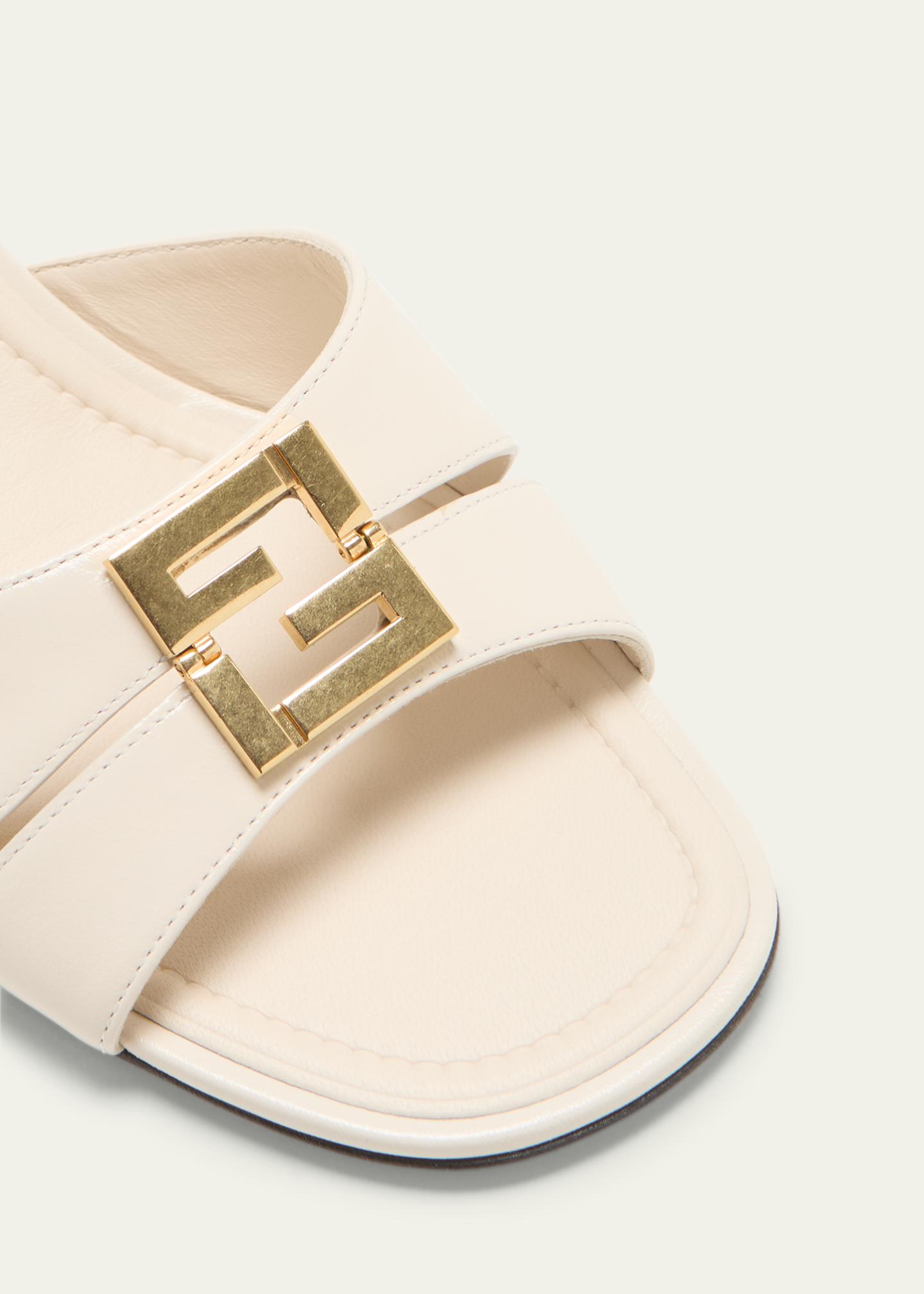 Fendi Fold Leather Kitten-Heel Sandals - Bergdorf Goodman