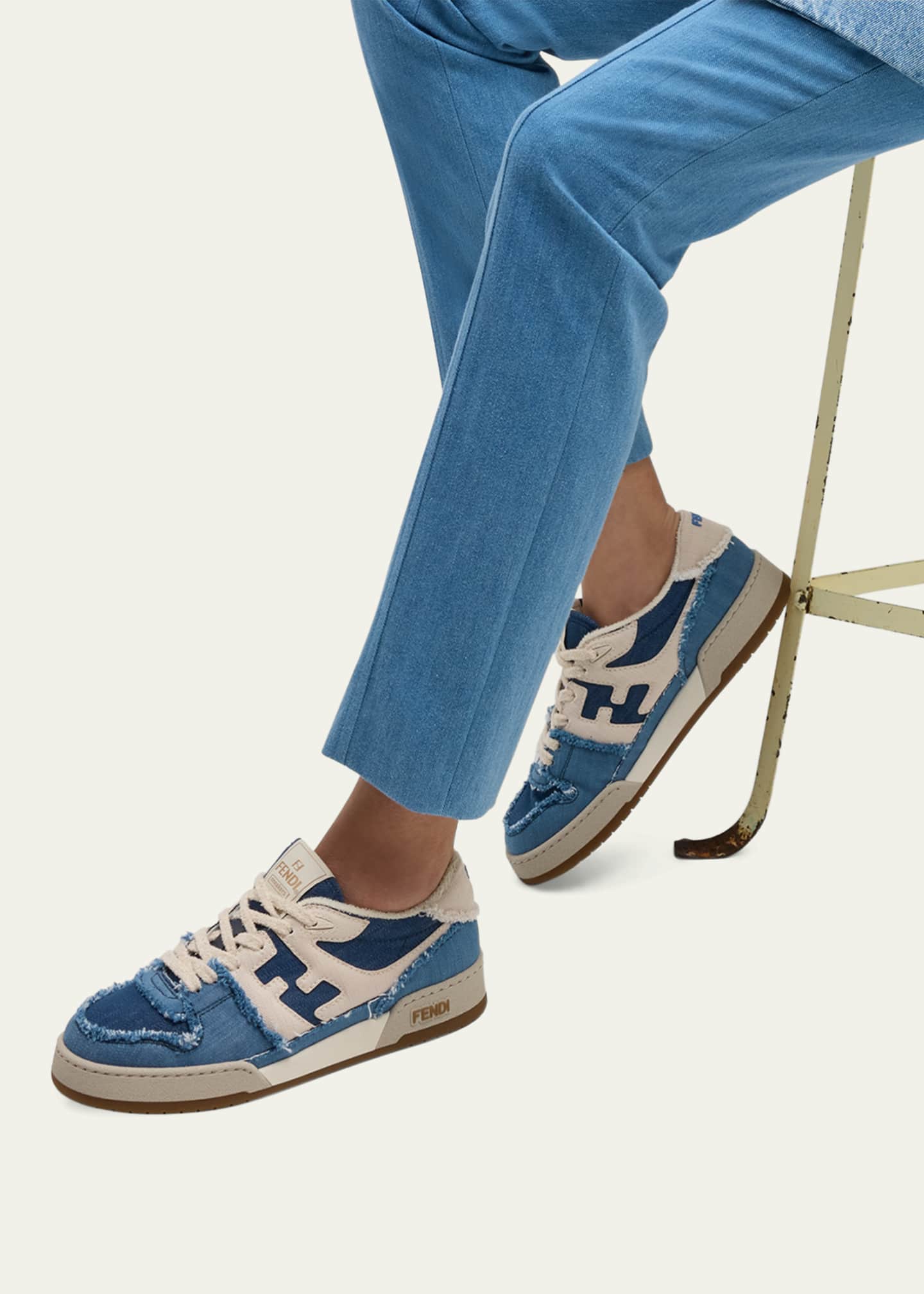 Match Distressed Denim Sneakers