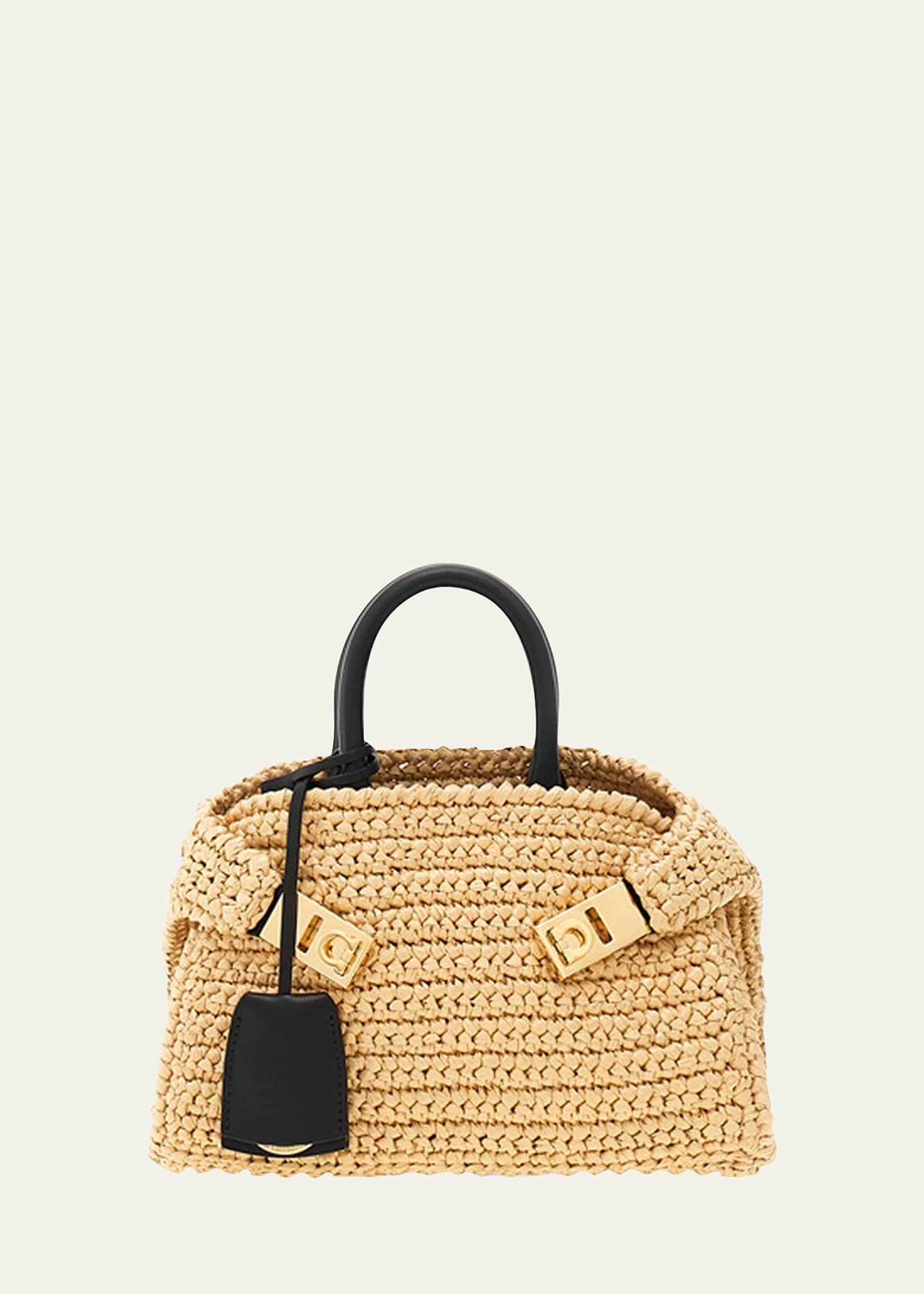 Ferragamo Hug Mini Crochet Raffia Top-Handle Bag - Bergdorf Goodman