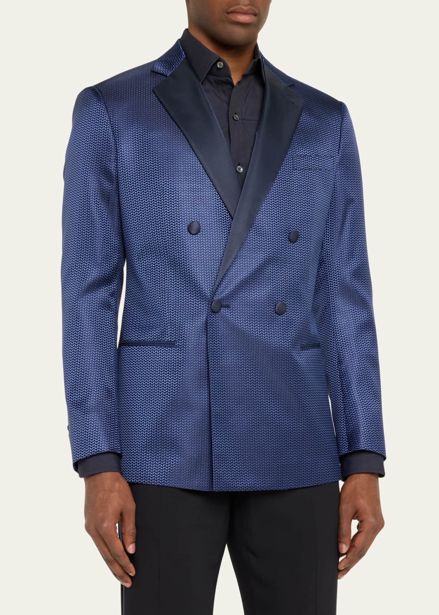 Giorgio Armani Men's Chevron Double-Breasted Dinner Jacket Image 4 of 5