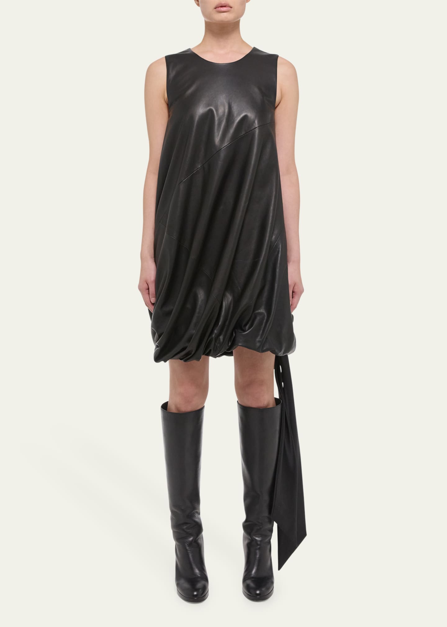 Helmut Lang Leather Bubble Dress Image 2 of 5