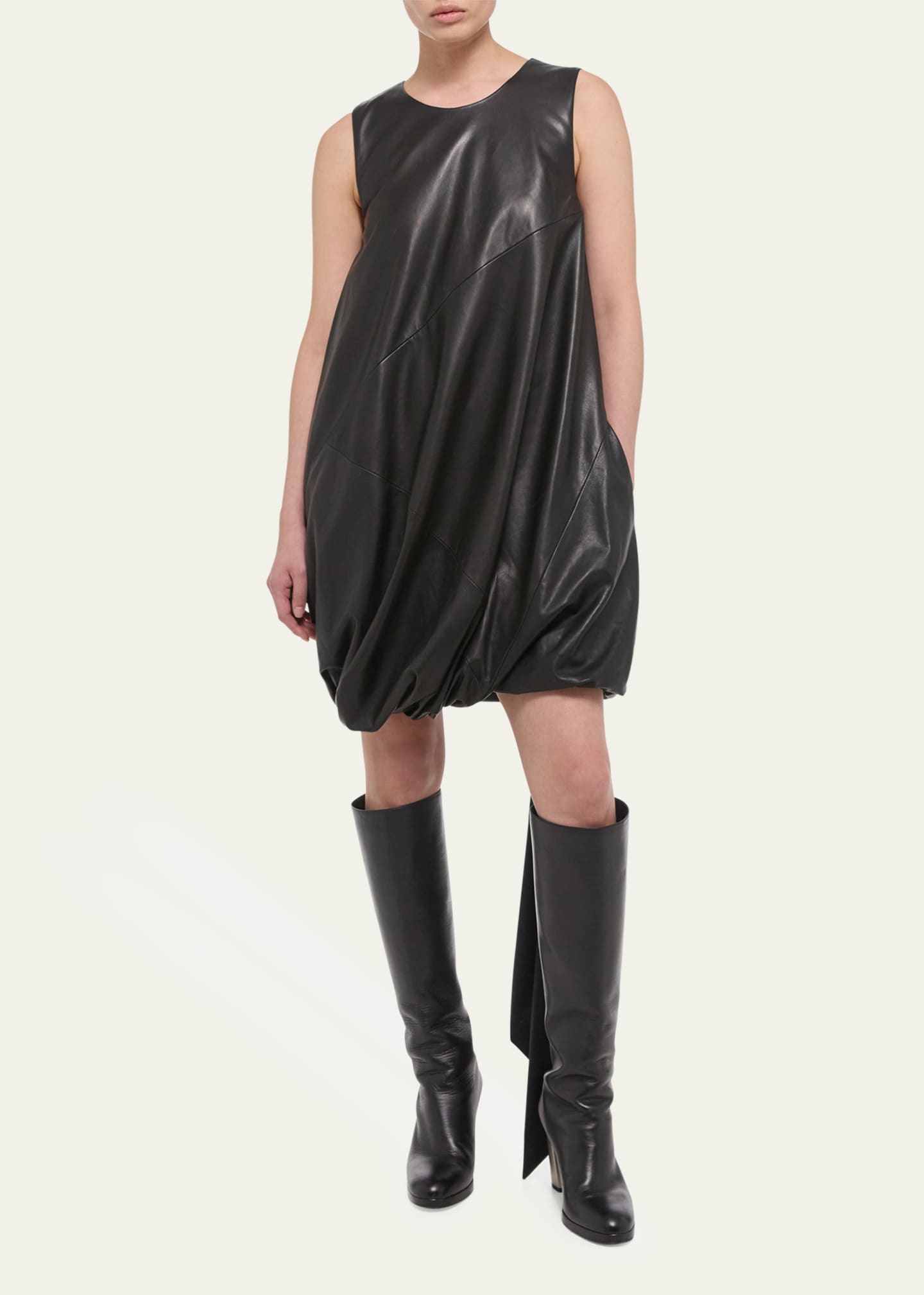 Helmut Lang Leather Bubble Dress Image 4 of 5