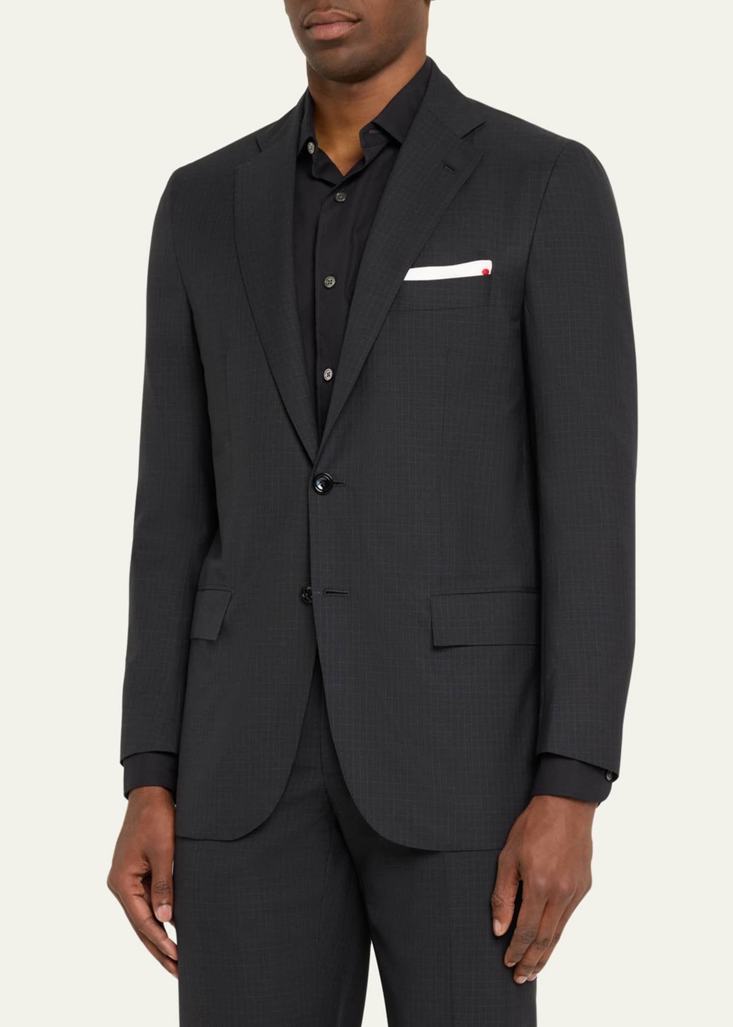 Kiton Men's Grid Check Wool Suit Image 4 of 5