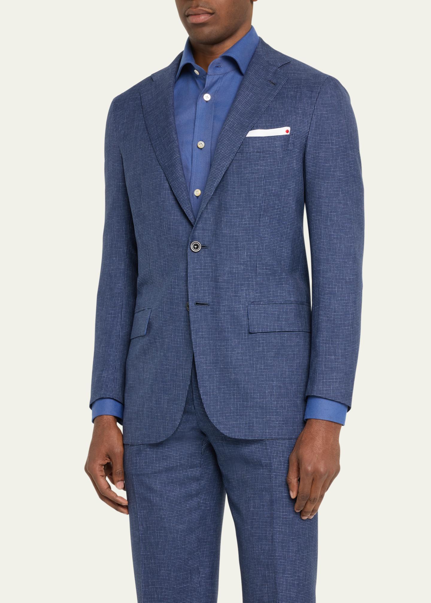 Kiton Men's Mini-Houndstooth Wool Suit - Bergdorf Goodman