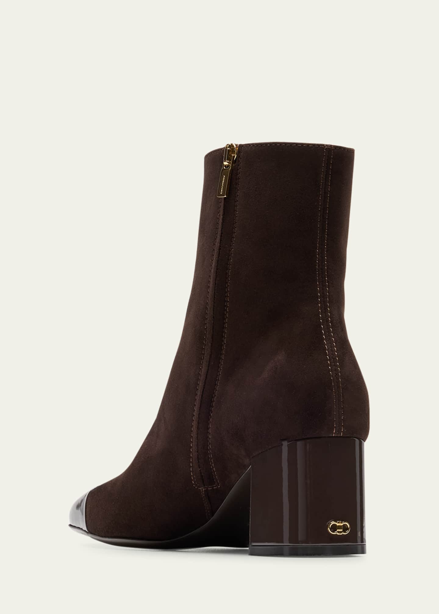 Ferragamo Sambi Cap-Toe Ankle Booties Image 4 of 5