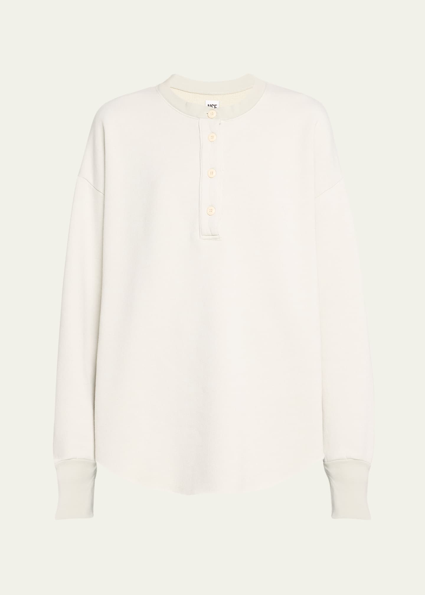 NSF Clothing Drew Oversized Drop Shoulder Henley Sweatshirt