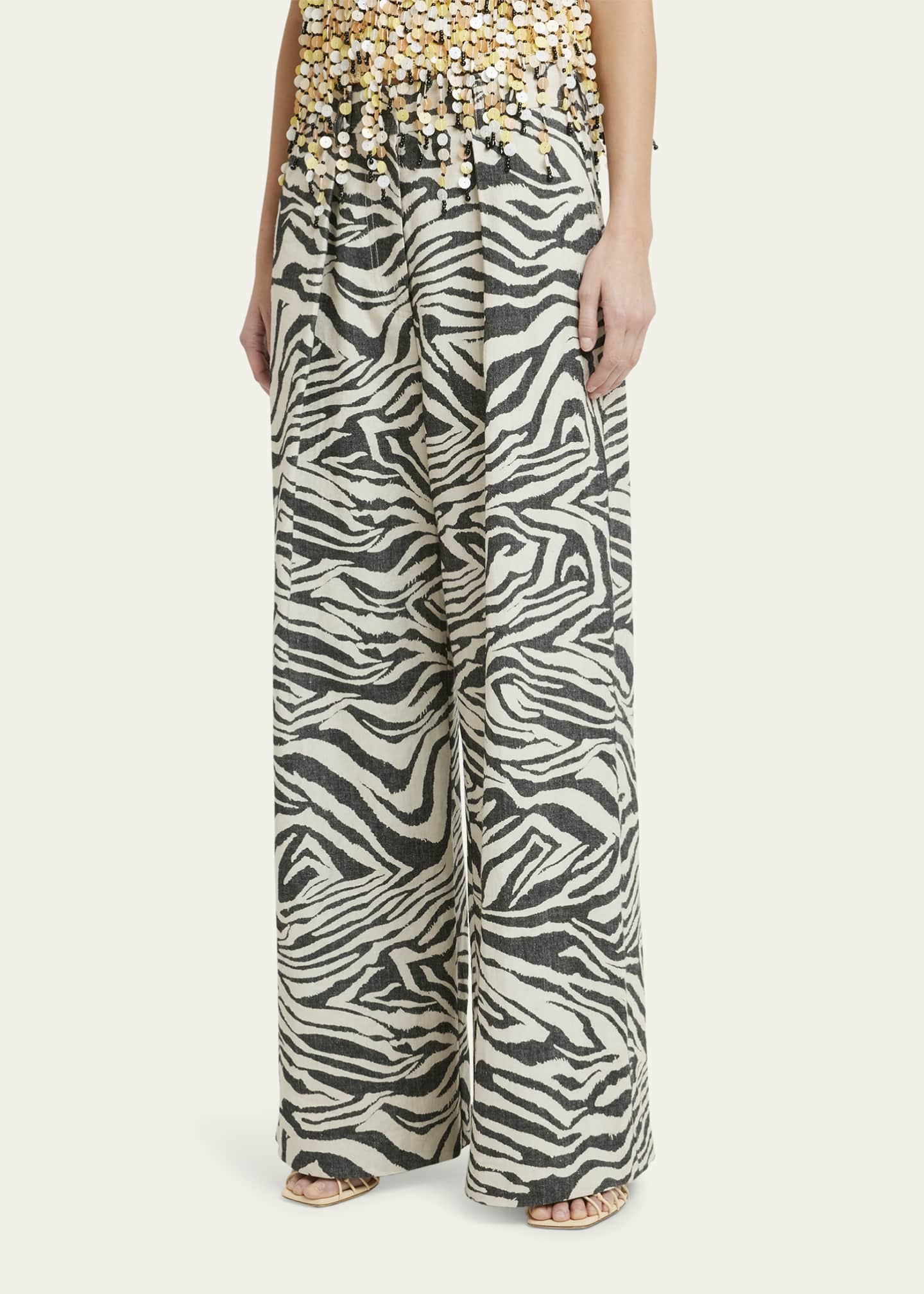 Cai Pant - Zebra Black and White Zebra Cotton Pants - Ulla Johnson