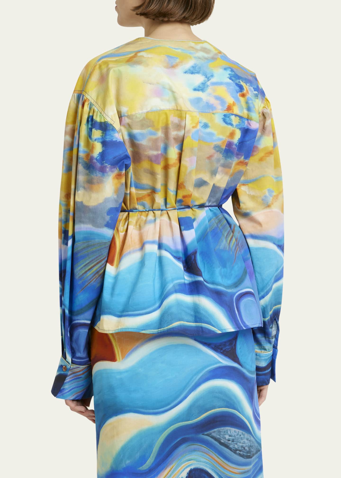 Ulla Johnson Holland Abstract-Print Cotton Wrap Jacket Image 3 of 5