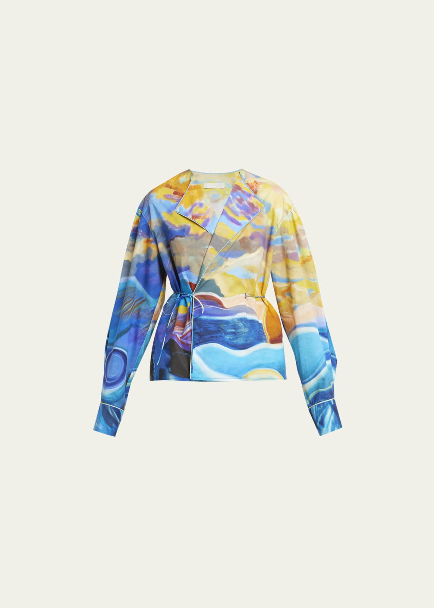 Ulla Johnson Holland Abstract-Print Cotton Wrap Jacket Image 1 of 5