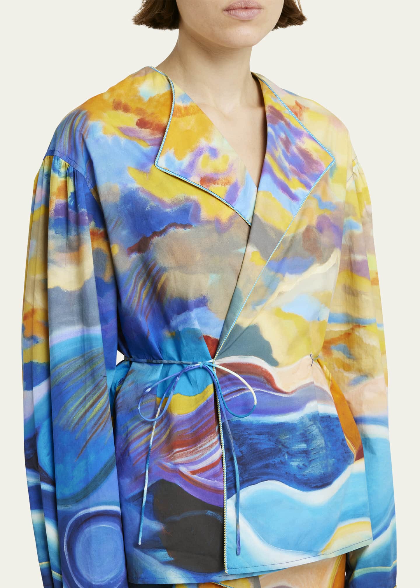 Ulla Johnson Holland Abstract-Print Cotton Wrap Jacket Image 5 of 5