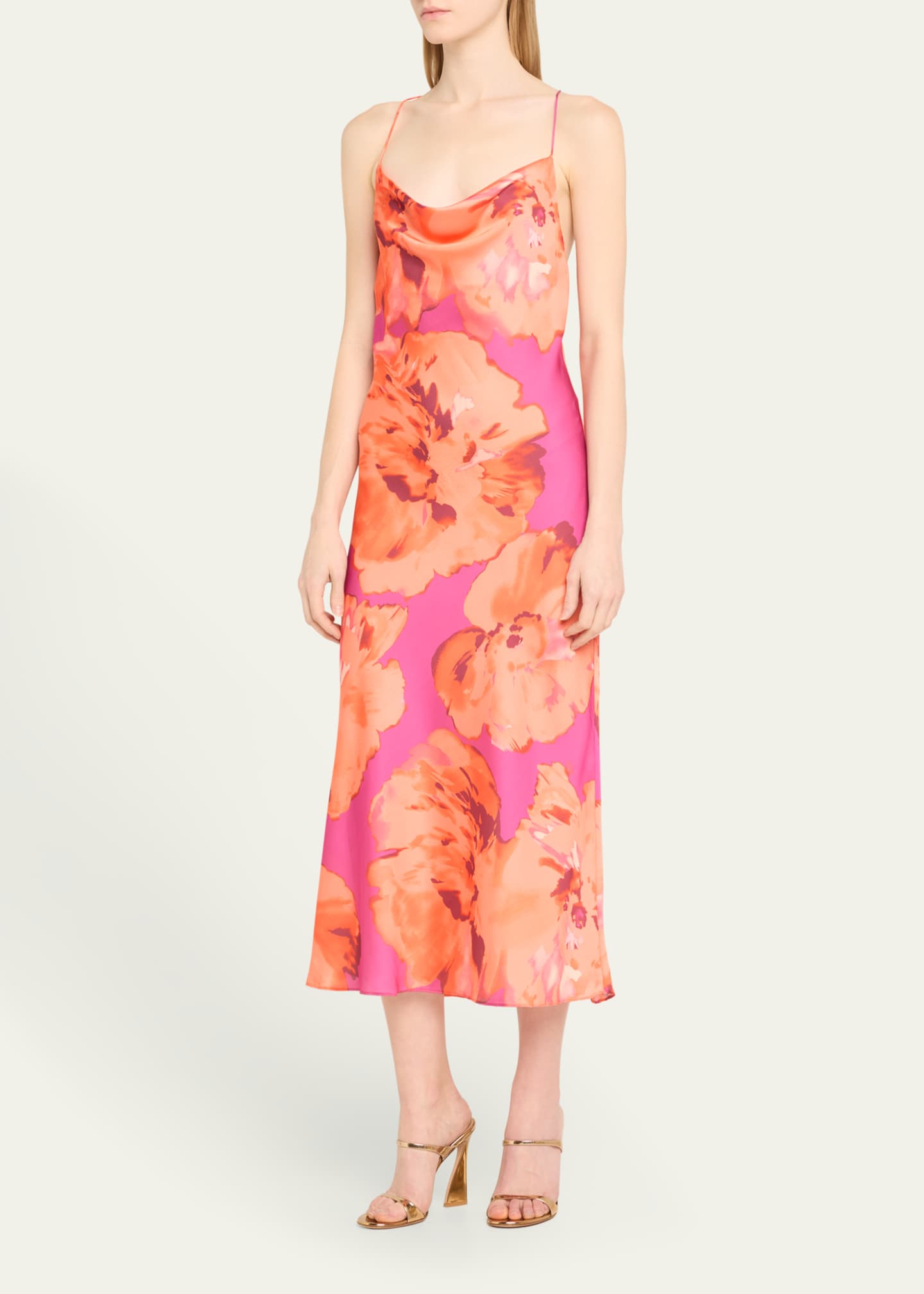 watercolor silk dress Xena Watercolor Flora Embroidery Strap Dress in Silk-Linen S/P