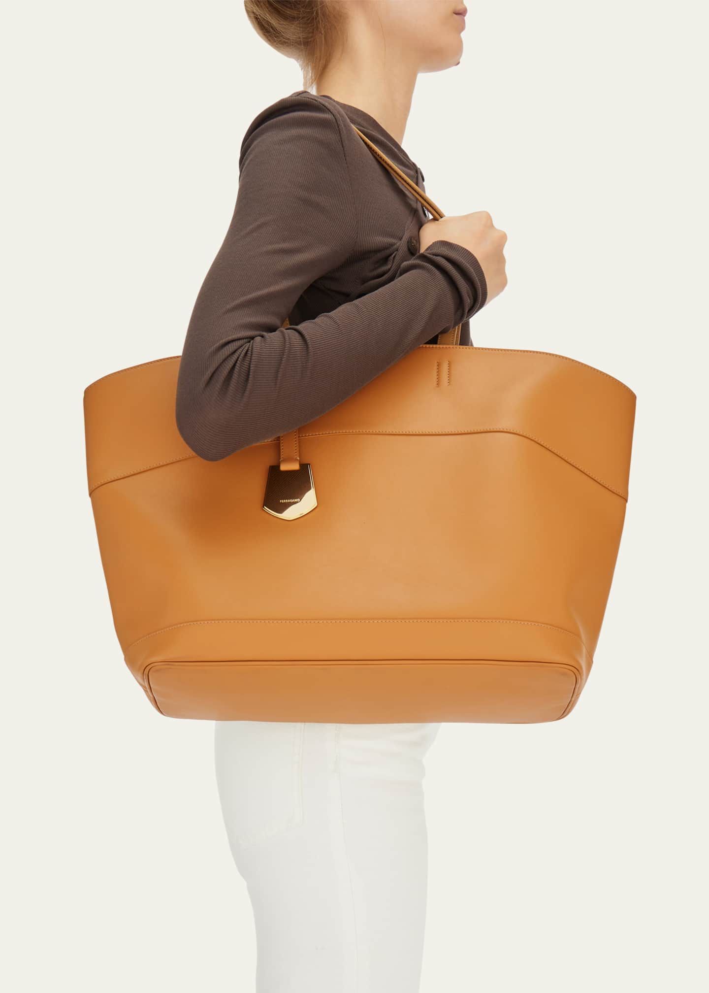 Ferragamo Charm Large Leather Tote Bag Bergdorf Goodman