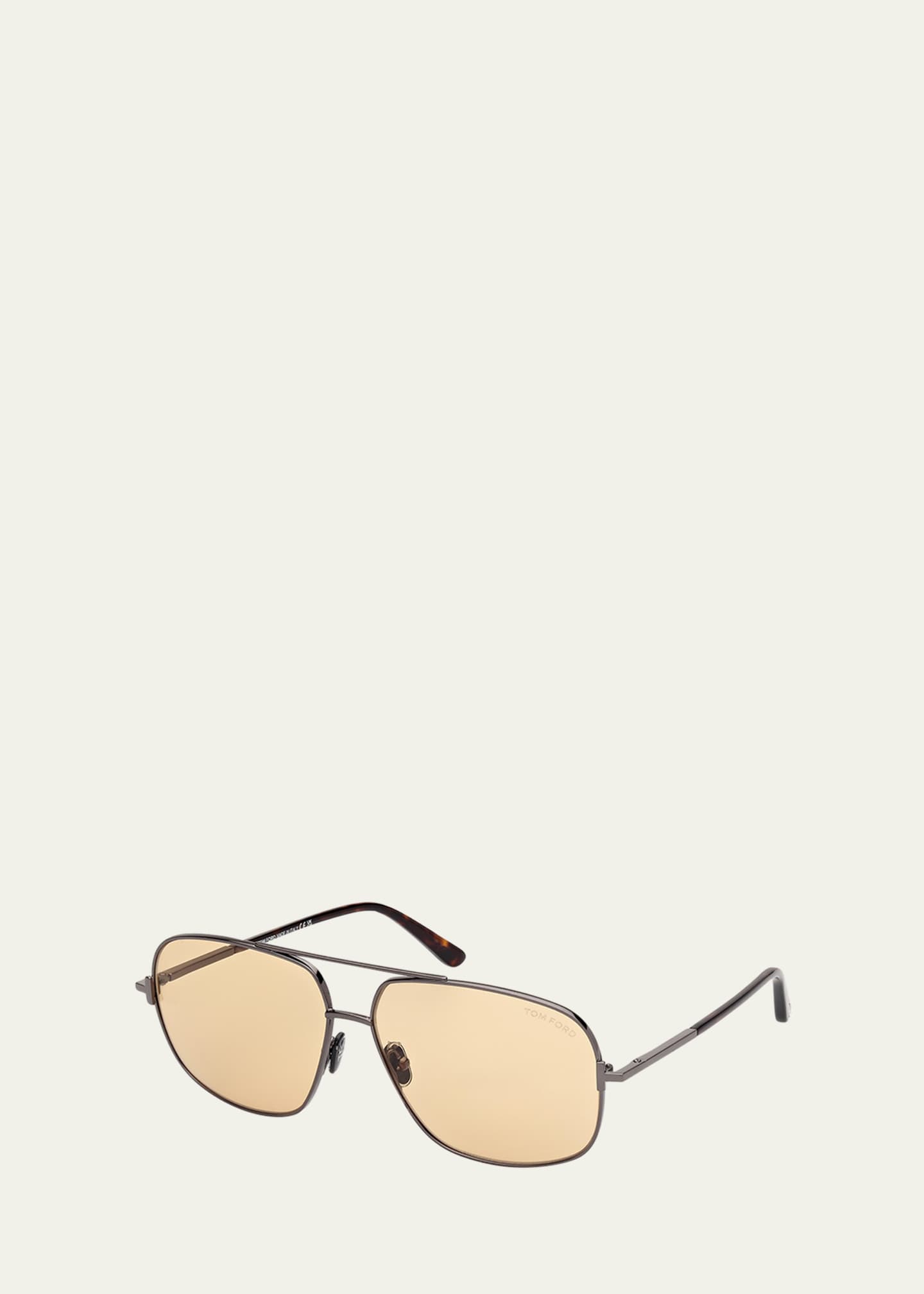 TOM FORD Men's Tex Double-Bridge Metal Aviator Sunglasses Image 2 of 5