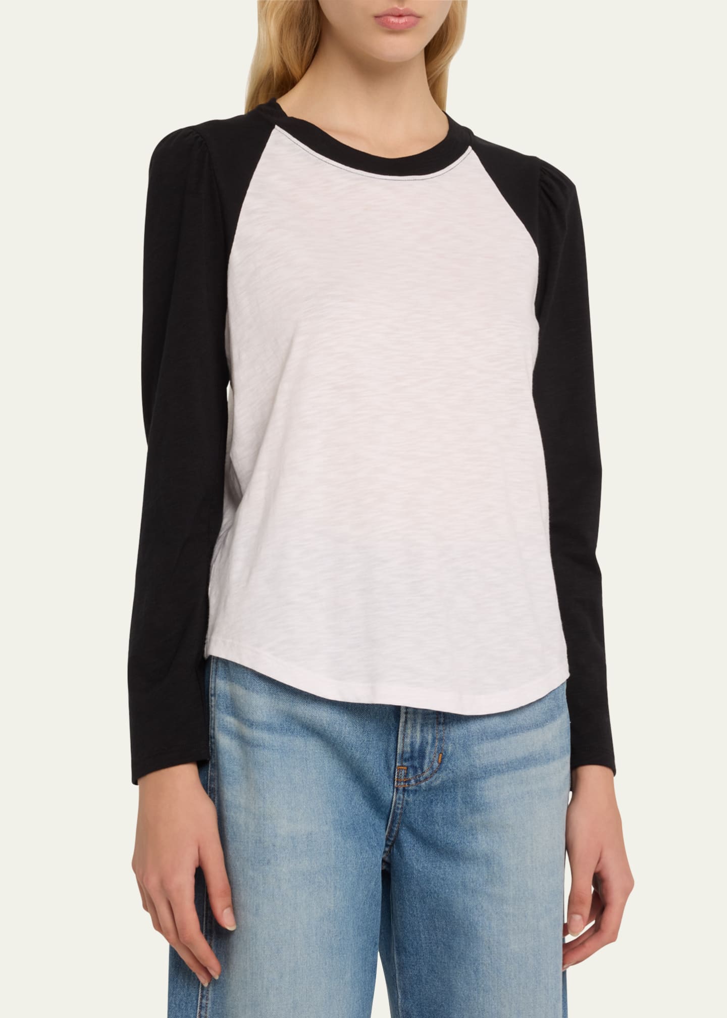 Veronica Beard Mason Long-Sleeve Baseball Tee Image 4 of 5