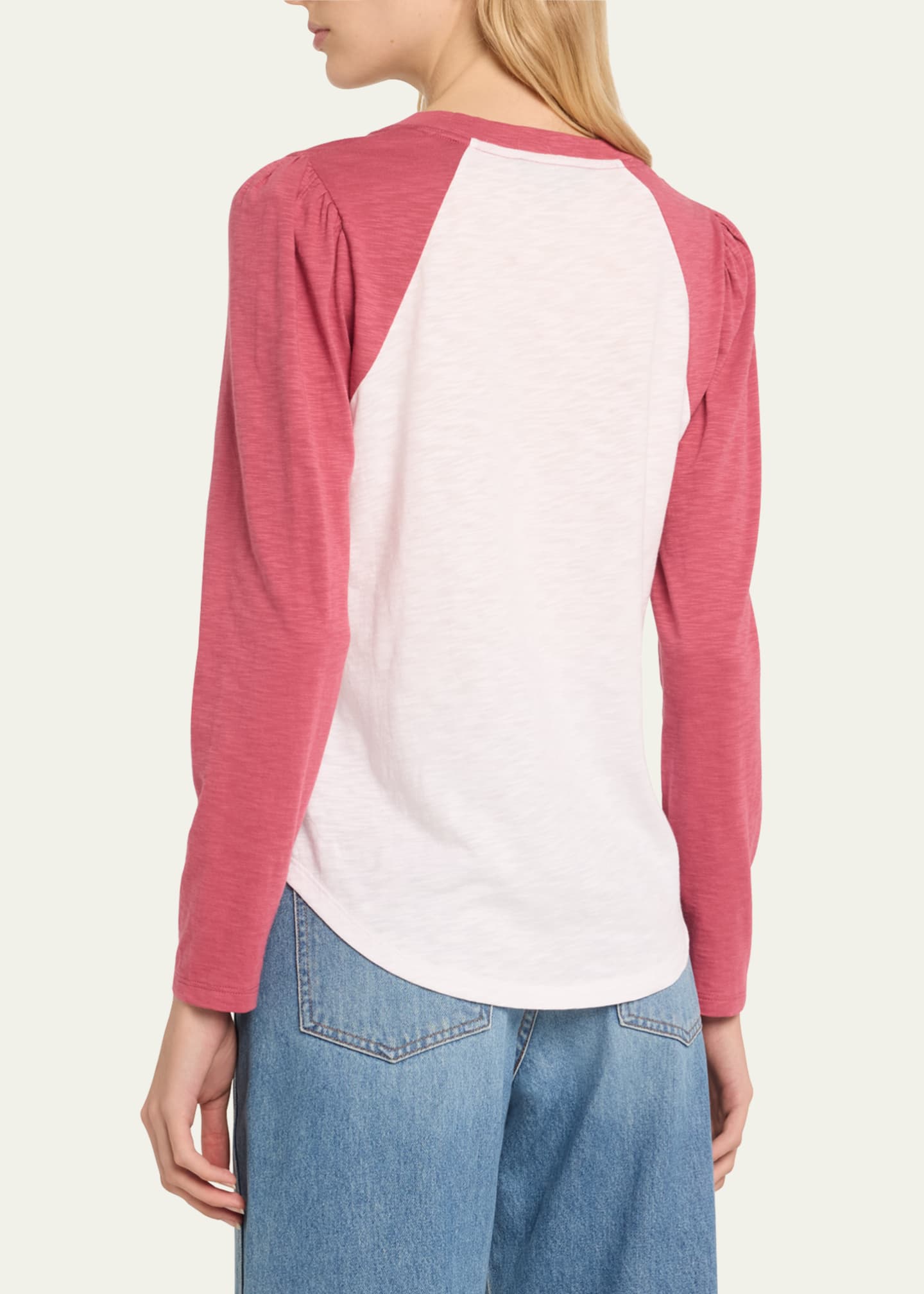 Veronica Beard Mason Long-Sleeve Baseball Tee Image 3 of 5