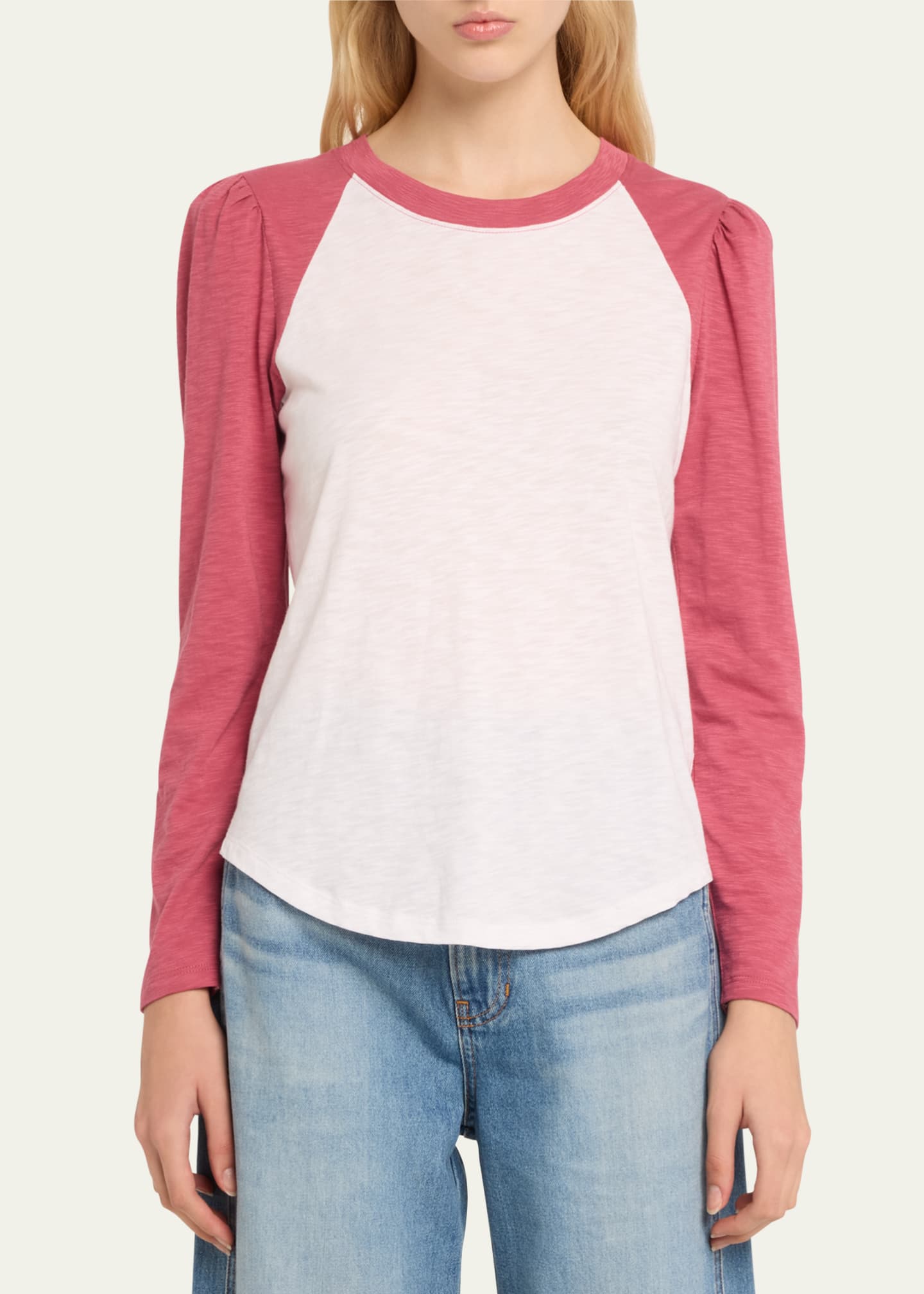 Veronica Beard Mason Long-Sleeve Baseball Tee Image 4 of 5