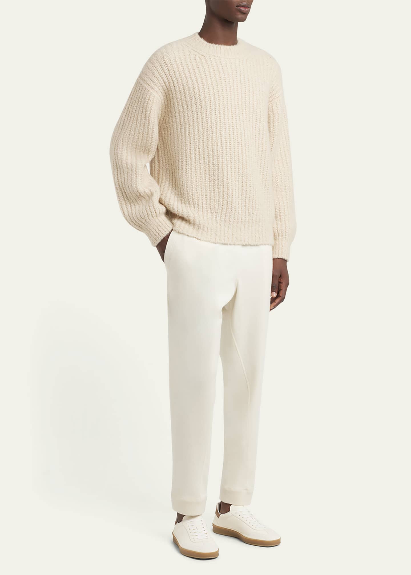 Loro Piana Men's Cocooning Cashmere Crewneck Sweater Image 2 of 5
