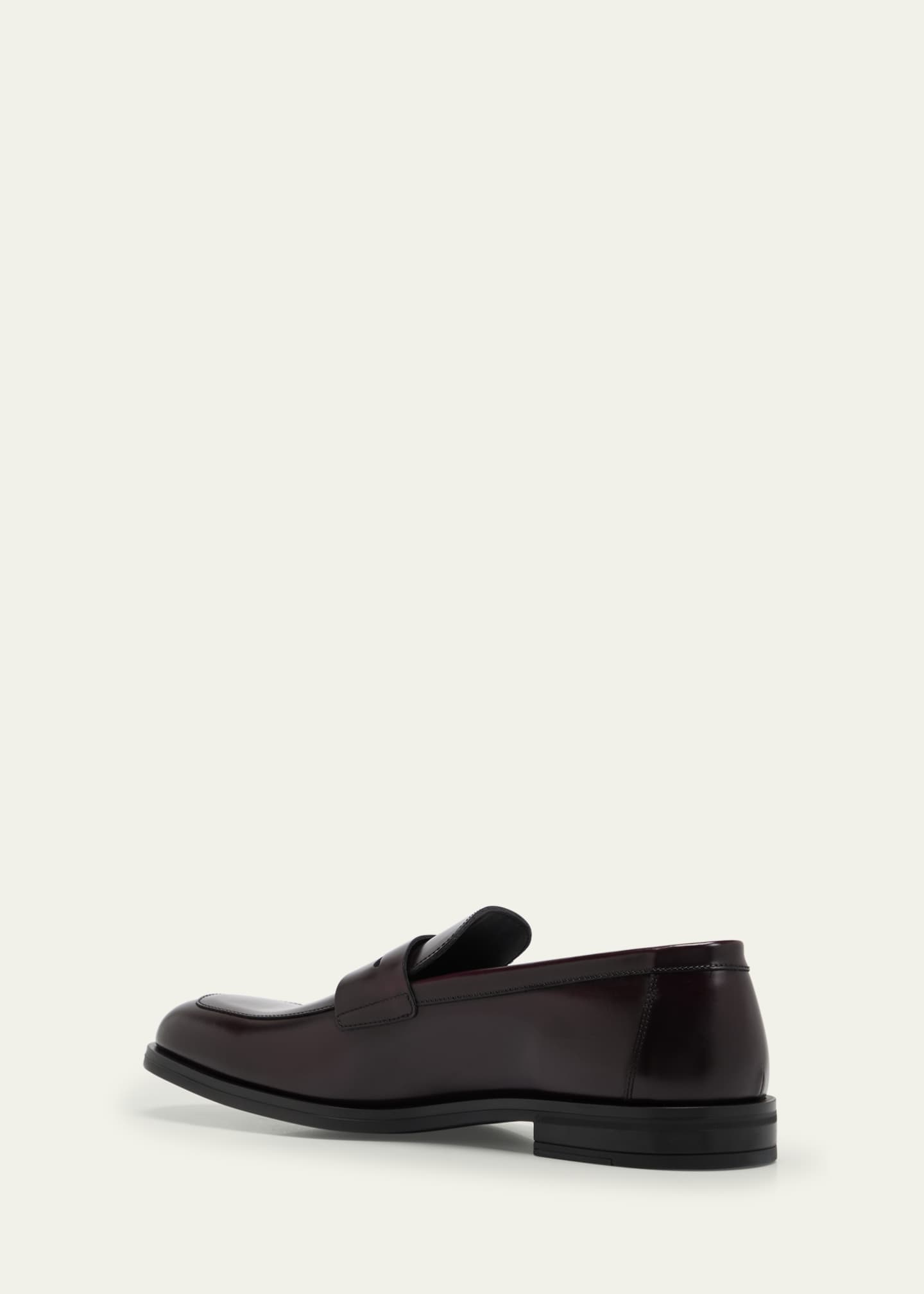 Stuart Weitzman Men's Club Burnished Leather Penny Loafers Image 4 of 5