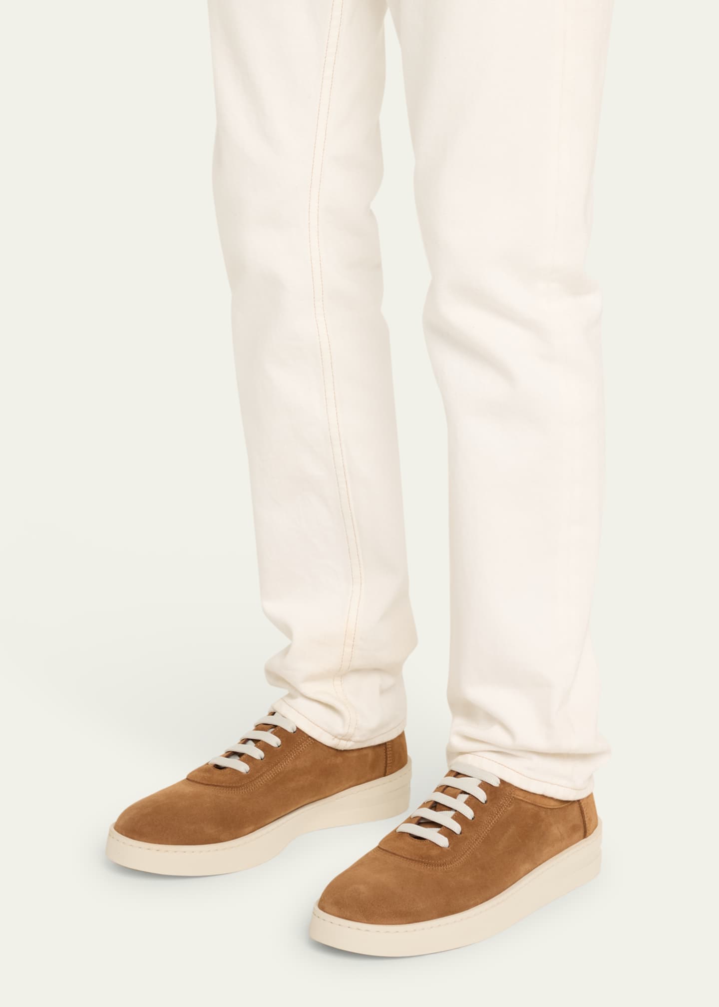 Stuart Weitzman Men's Hamptons Suede Low-Top Sneakers Image 2 of 5