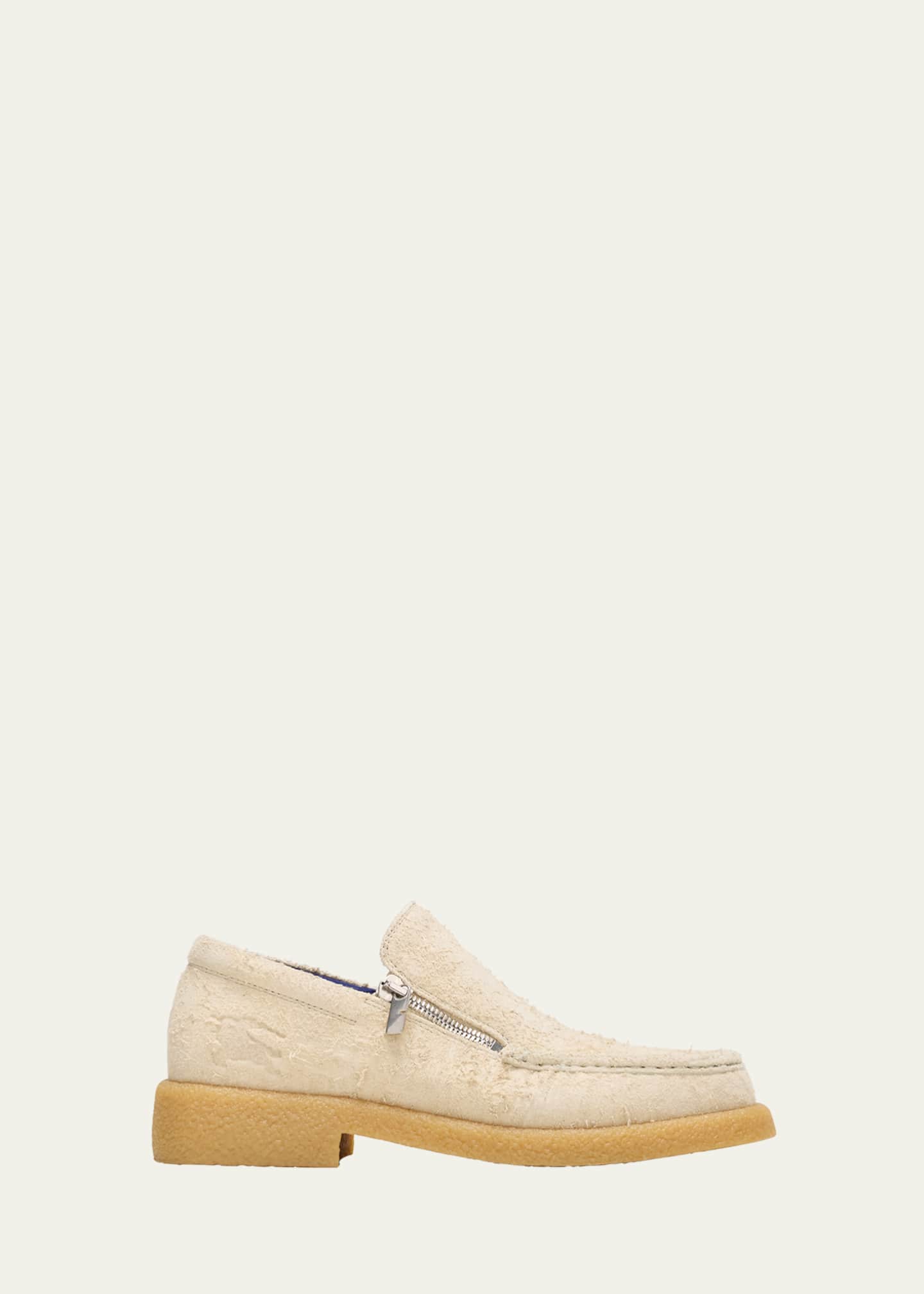 Burberry Men's Chance Textured Suede Zip Loafers Image 1 of 5