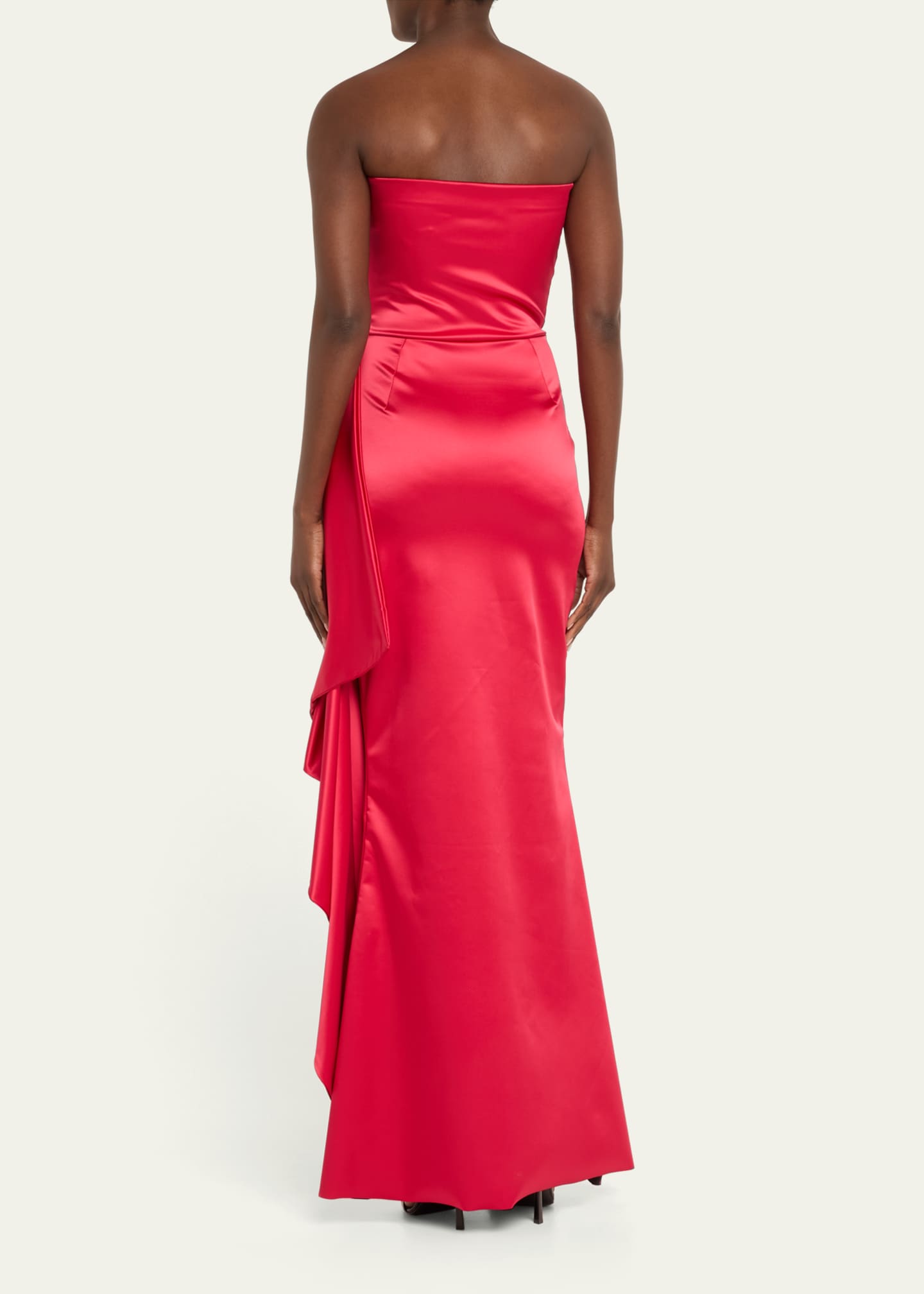 Chiara Boni La Petite Robe Kazmer Ruched Side-Ruffle Satin Gown Image 3 of 5