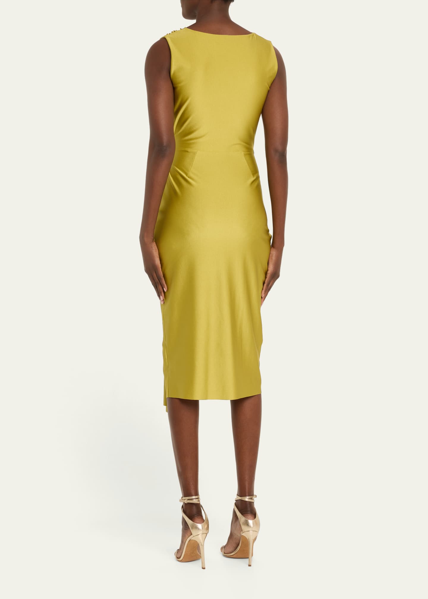 Chiara Boni La Petite Robe Adam Java Sleeveless Ruched Jersey Midi Dress Image 3 of 5