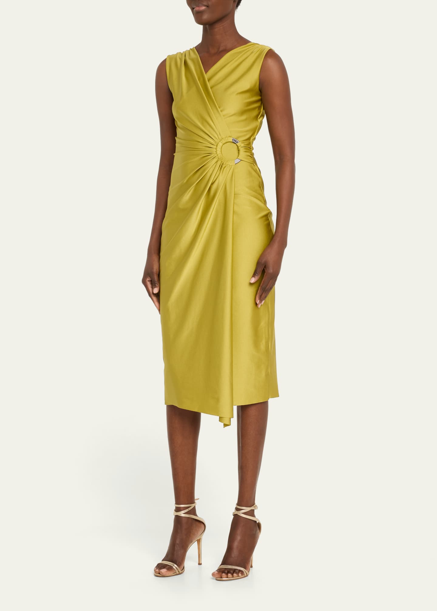 Chiara Boni La Petite Robe Adam Java Sleeveless Ruched Jersey Midi Dress Image 4 of 5