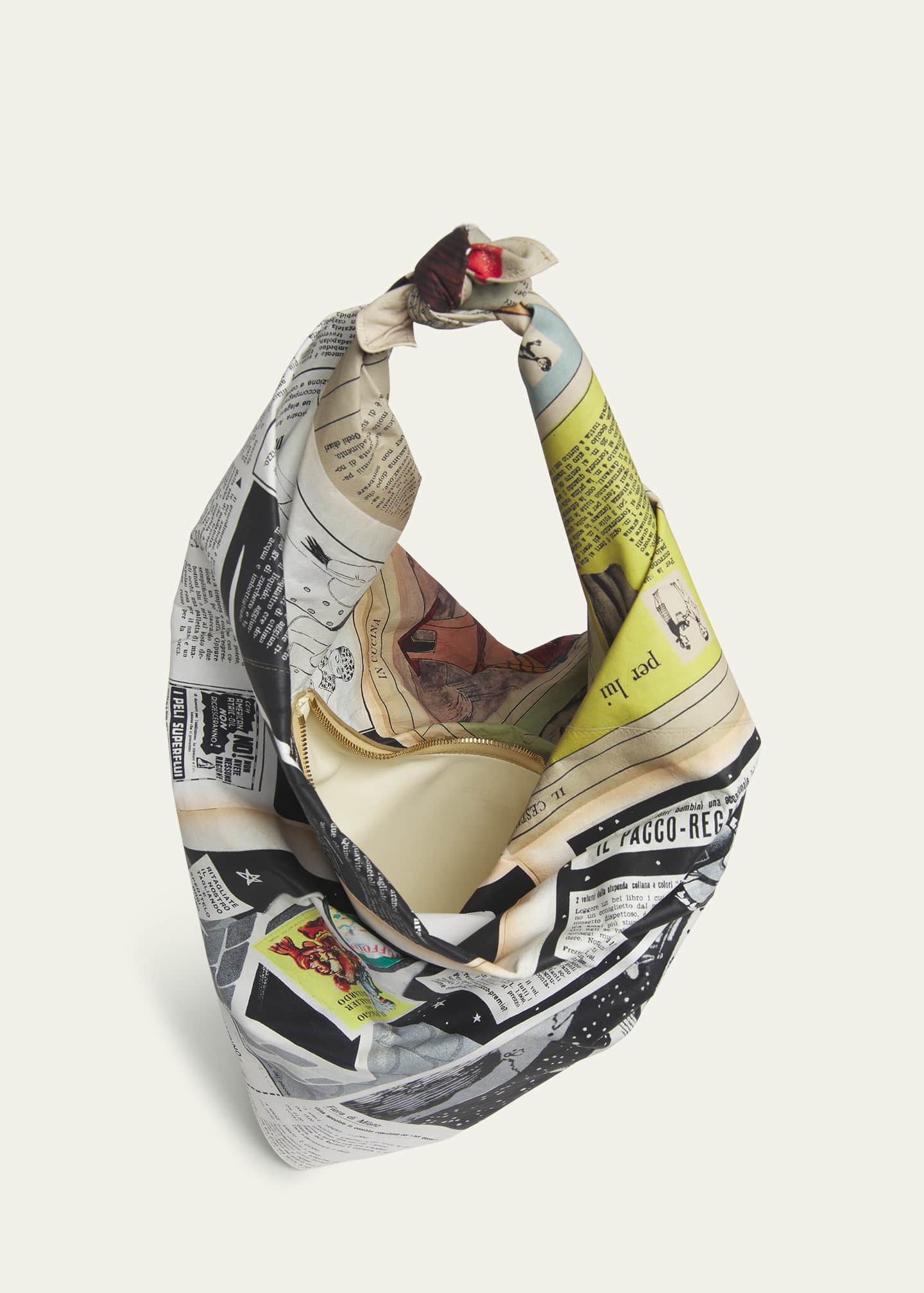 Bottega Foulard NewspaperPrint TopHandle Bag Bergdorf Goodman