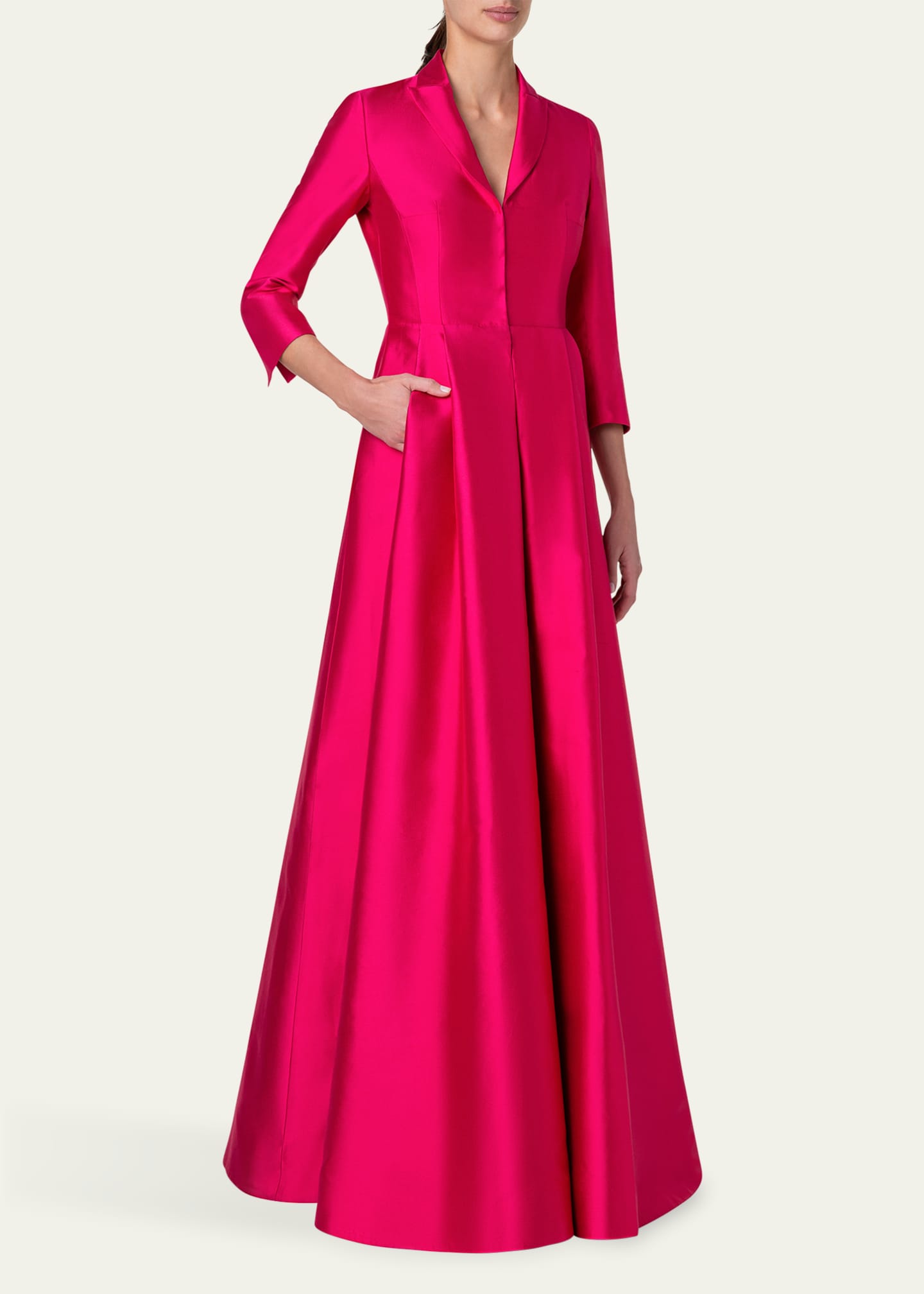 Akris Pintuck Silk Coat Dress Gown Image 4 of 5