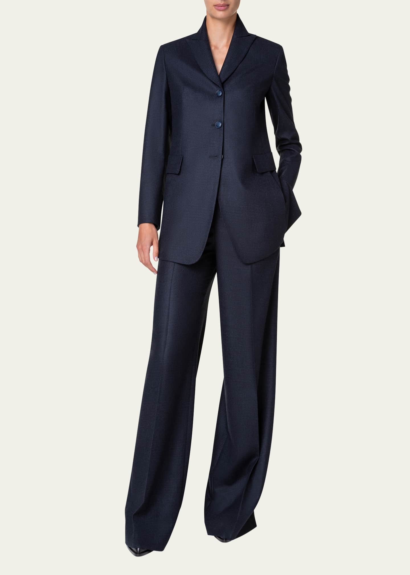 Akris Tyson Prince of Wales Wool Jacket, Navy Image 2 of 5