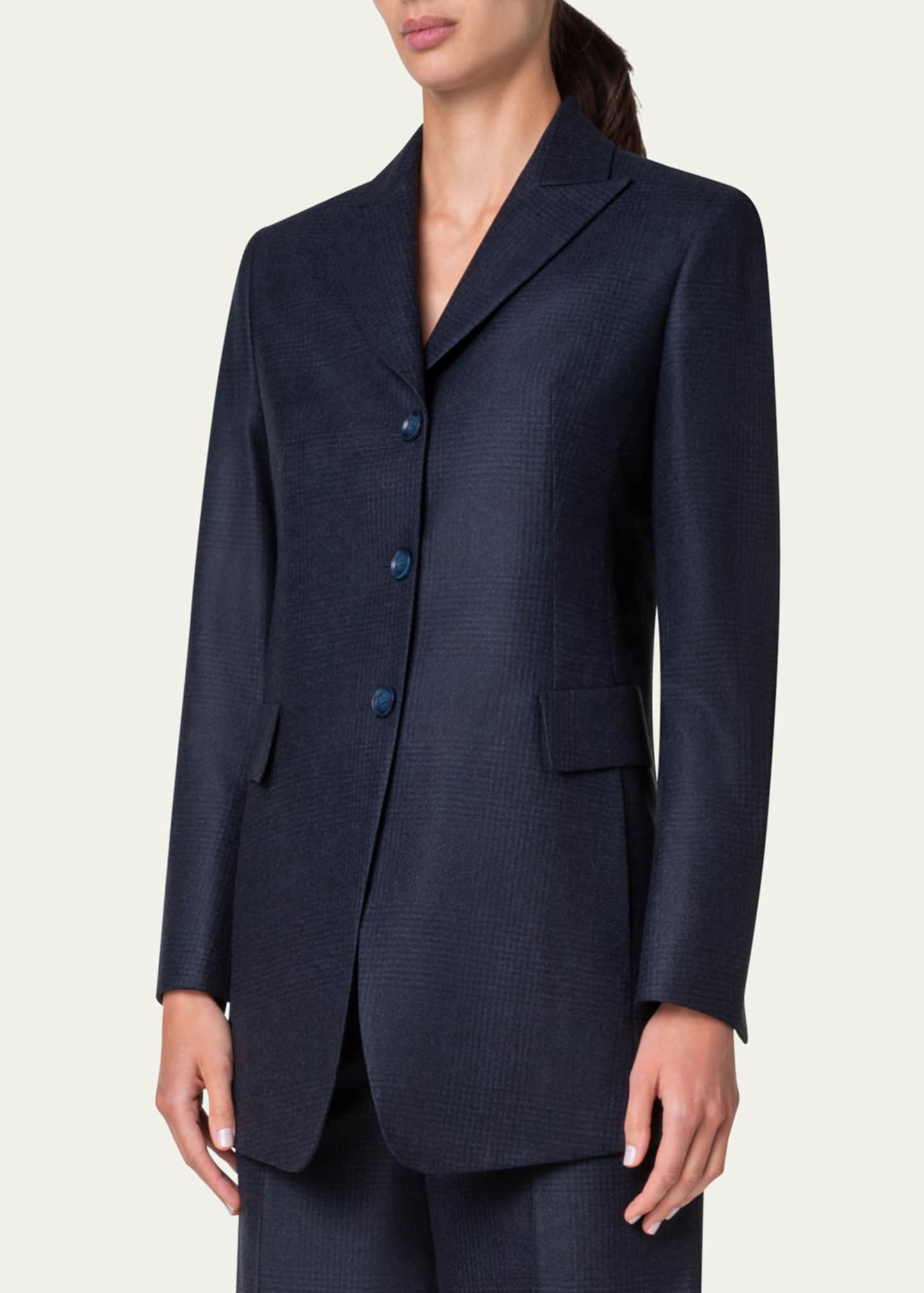 Akris Tyson Prince of Wales Wool Jacket, Navy Image 4 of 5