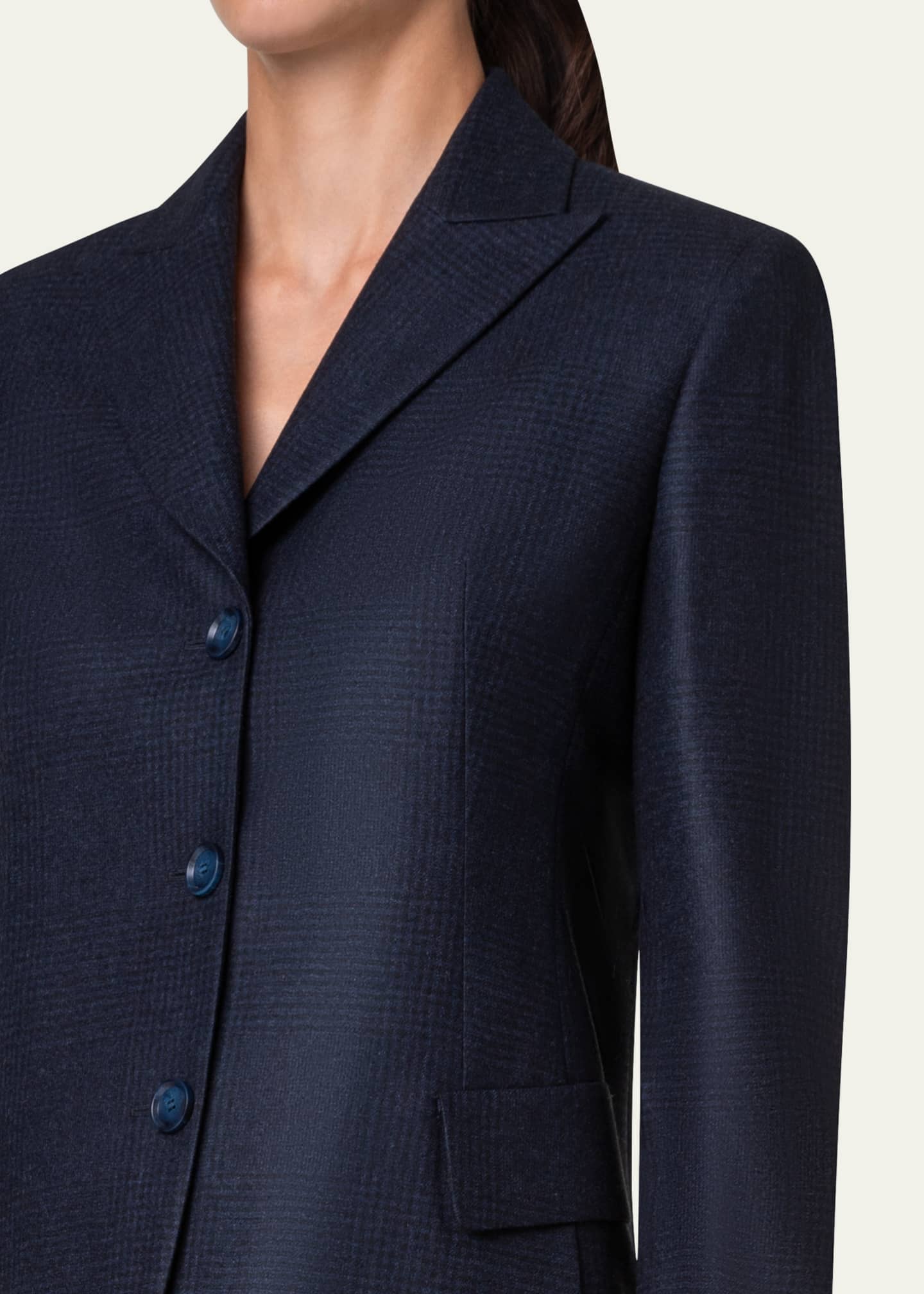 Akris Tyson Prince of Wales Wool Jacket, Navy Image 5 of 5