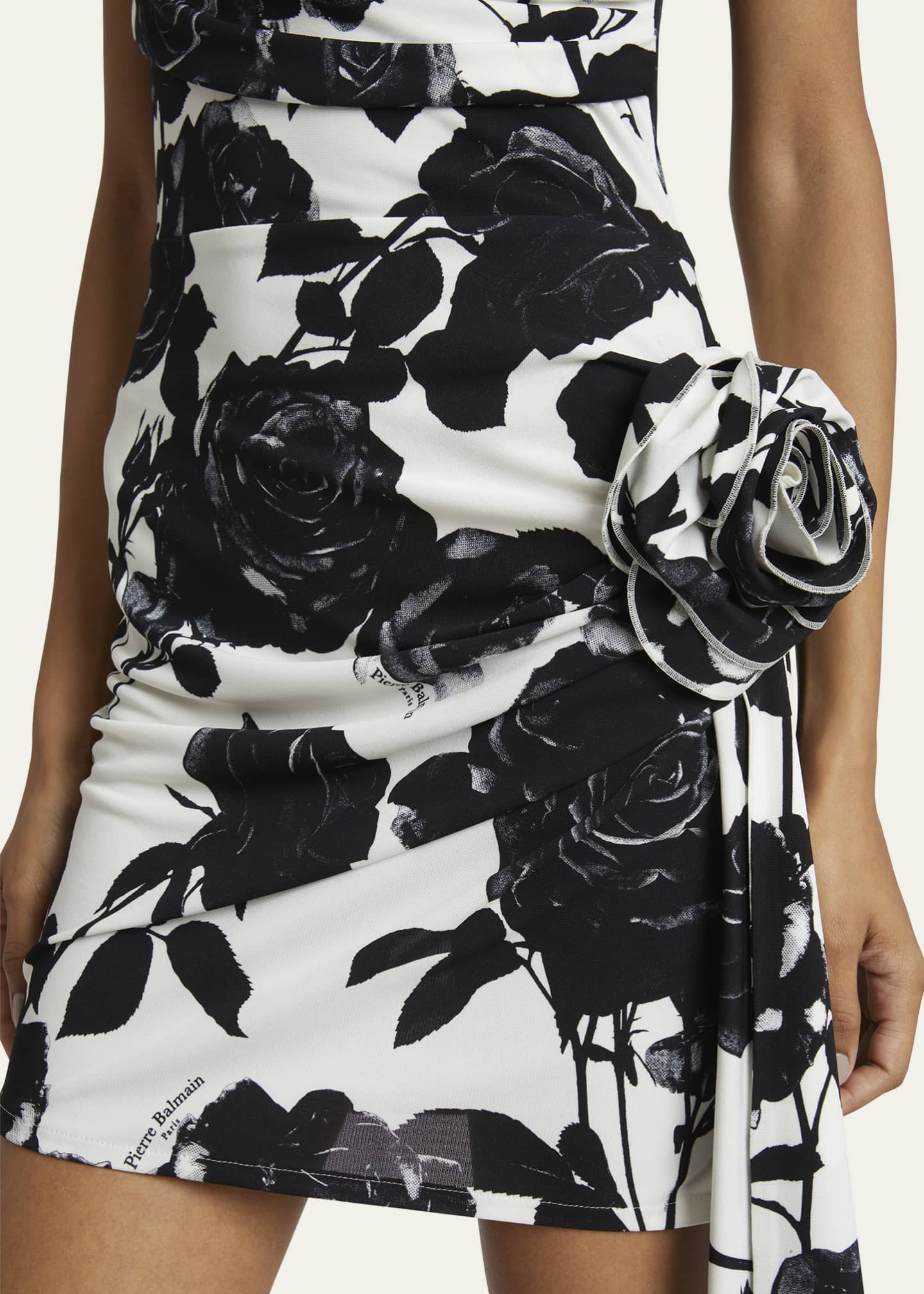 Black Rose Print Mini Dress