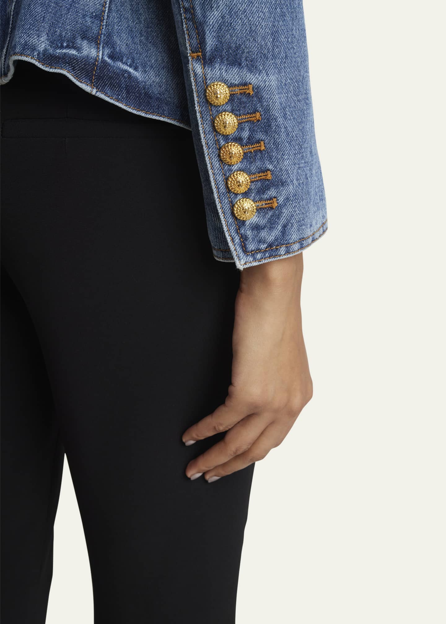 Balmain Double Breasted Denim Blazer Bergdorf Goodman
