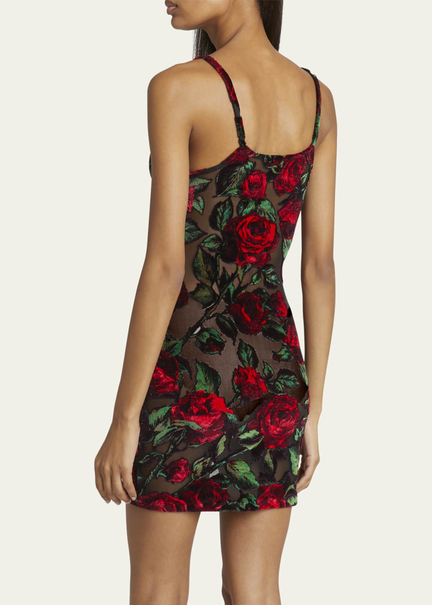 Balmain Velvet Rose Embroidered Mini Dress Bergdorf Goodman