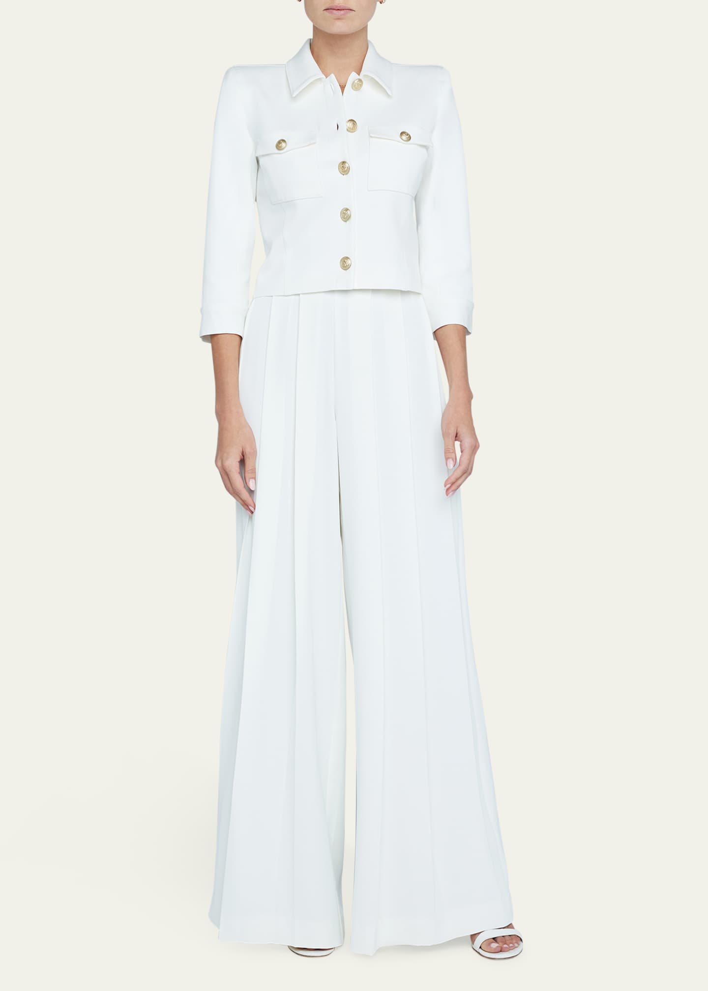 L'Agence Nova Mid-Rise Wide-Leg Pleated Pants Image 2 of 5