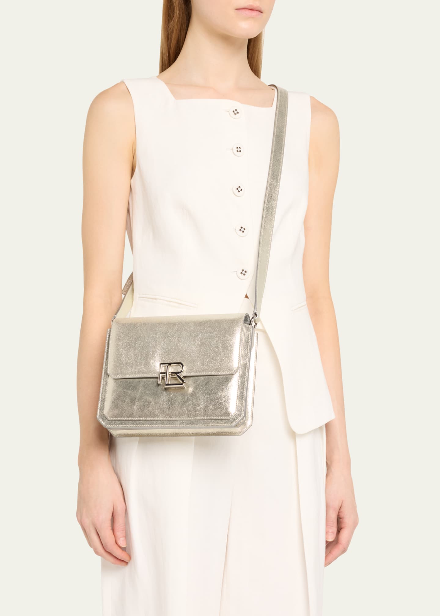 Ralph Lauren Collection RL 888 Metallic Leather Crossbody Bag Image 2 of 5