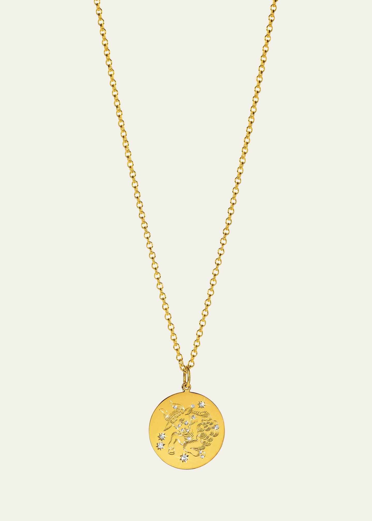 Verdura 18K Yellow Gold Taurus Zodiac Pendant Necklace with Diamonds Image 1 of 4