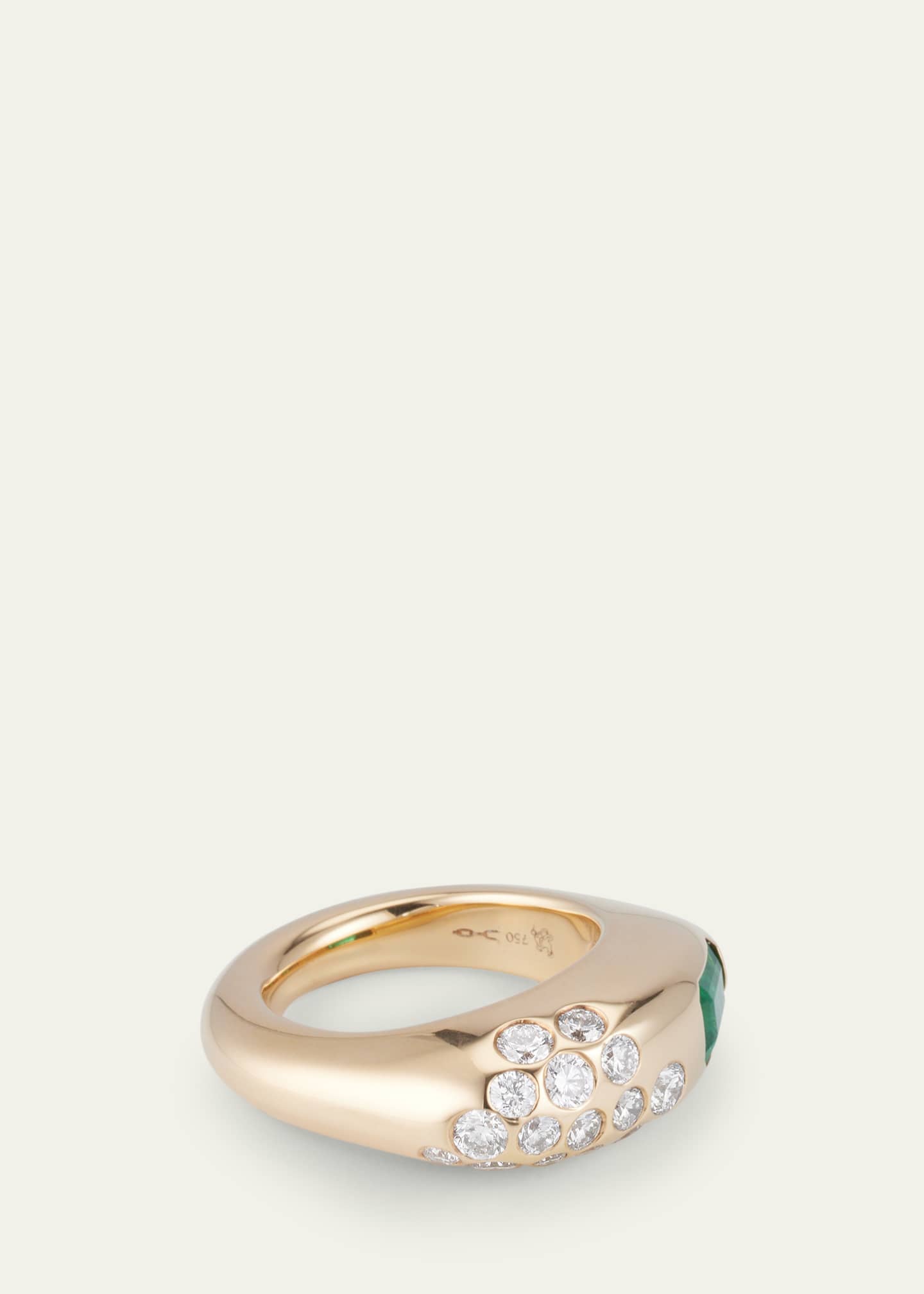 Uniform Object 18K Yellow Gold Dowry Ring With Emerald-Cut Stone And Diamonds Image 3 of 4