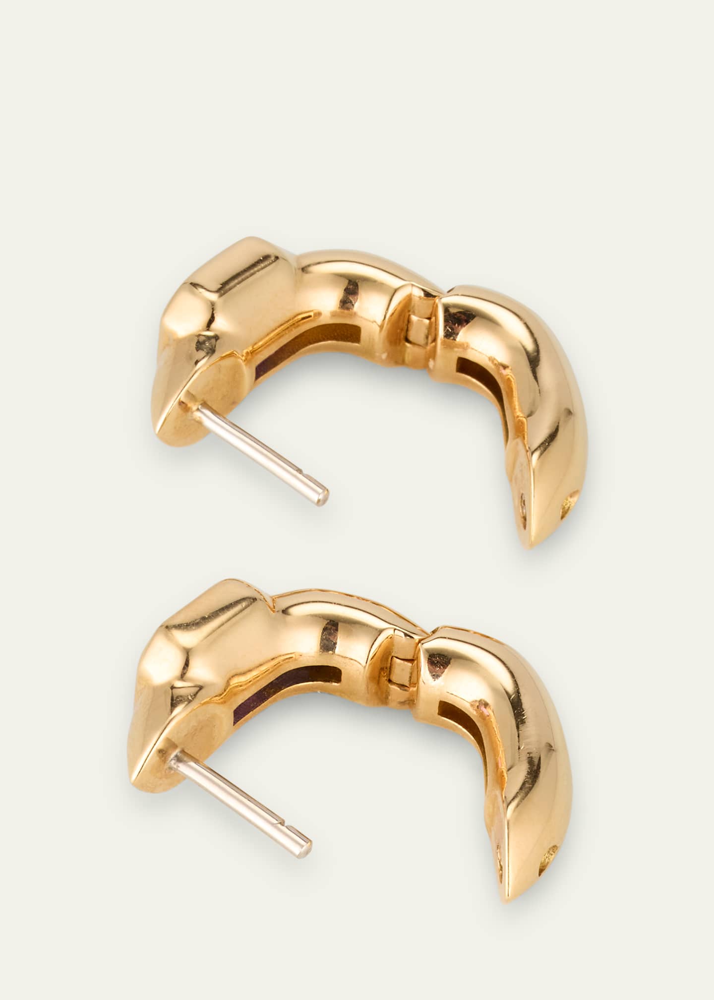 Uniform Object 18K Yellow Gold Tusk Huggie Earrings With Asscher-Cut Stones Image 4 of 4