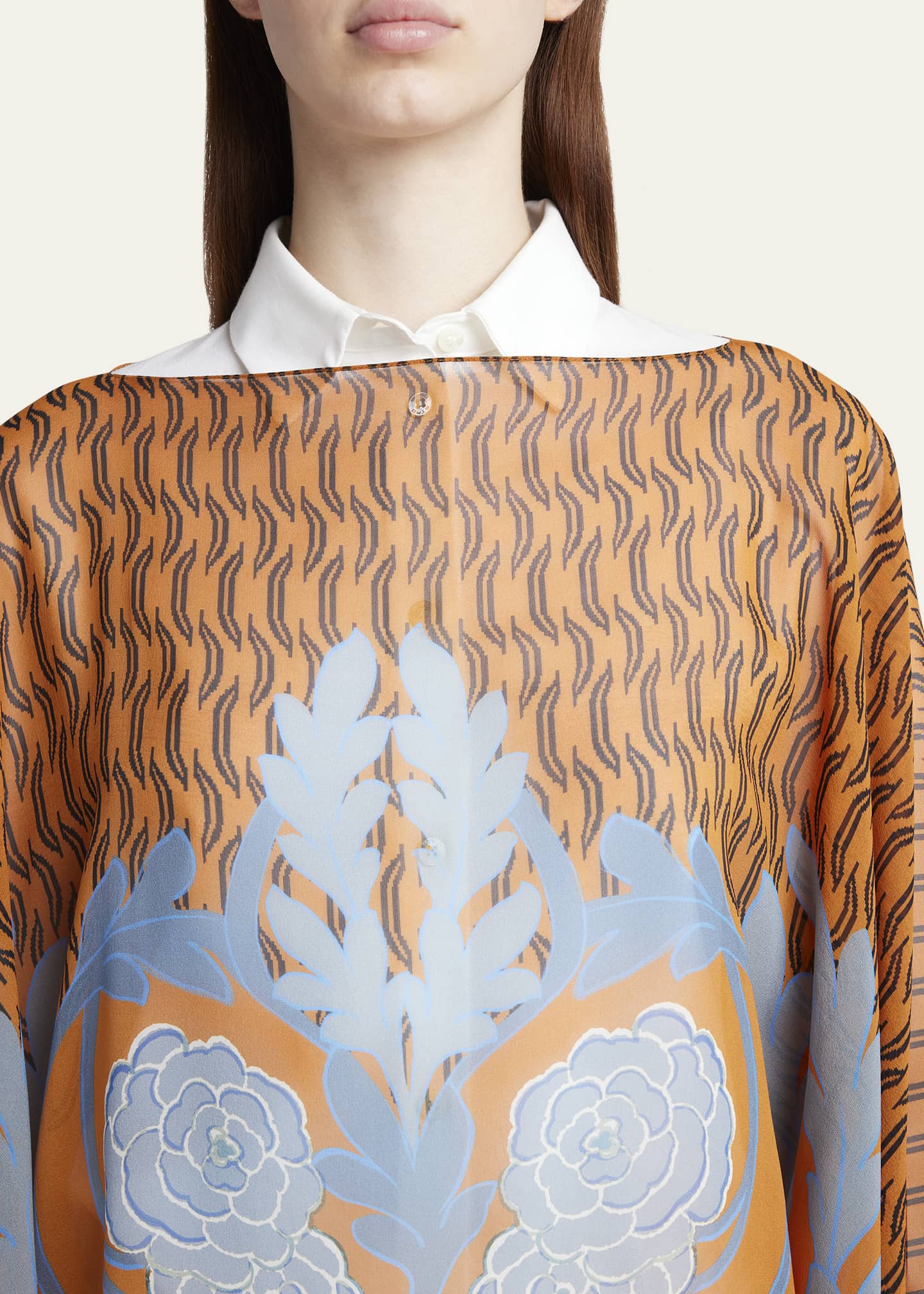 Etro Sheer Floral Wool & Cashmere Poncho Image 5 of 5