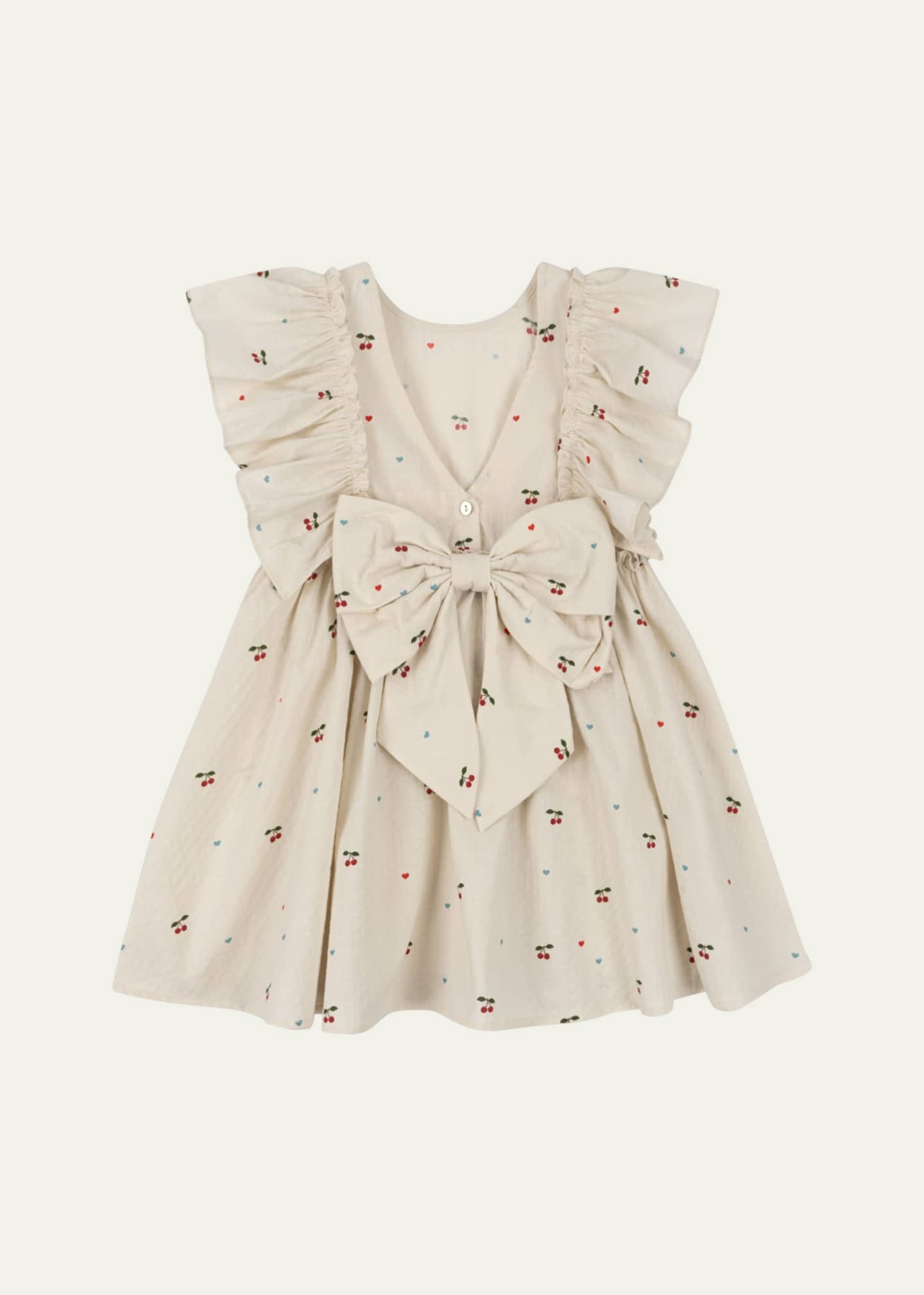 Floral Bow & Flutter Sleeve Two-Piece Long Sleeve Bodysuit + Hair Accessory Set main image 0